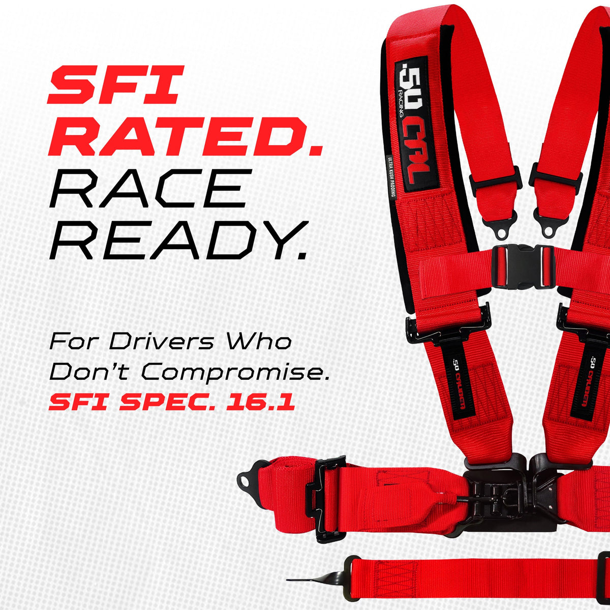SFI Approved 5 Point Racing Harness - 3" Padded Straps + Quick Release (Black & Red)