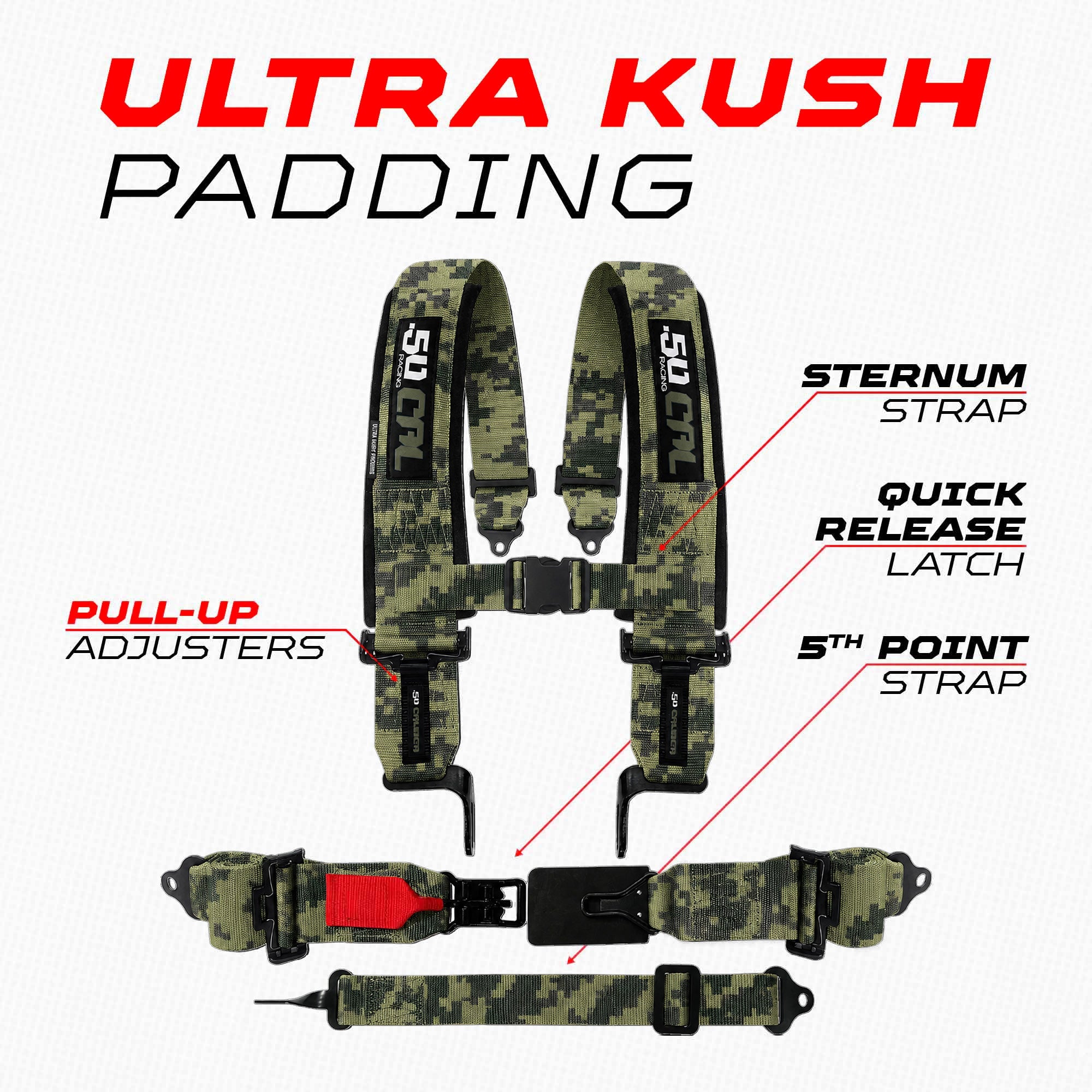 SFI Approved 5 Point Racing Harness - 3" Padded Straps + Quick Release (Black & Red)