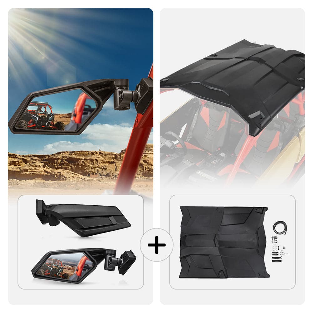 Photo of Side View Mirror & Hard Roof for Can-Am Maverick X3 Max by Kemimoto - Premium for UTVs / Side by Sides