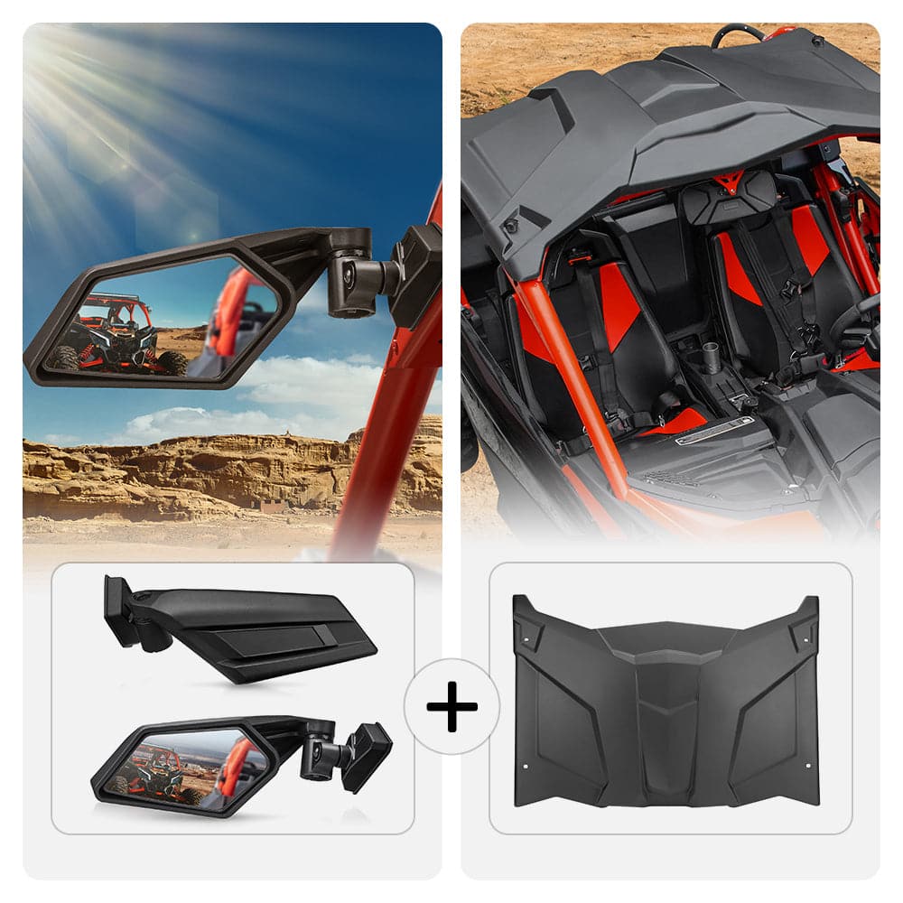 Photo of Side View Mirror & Hard Roof for Can-Am Maverick X3 by Kemimoto - Premium for UTVs / Side by Sides