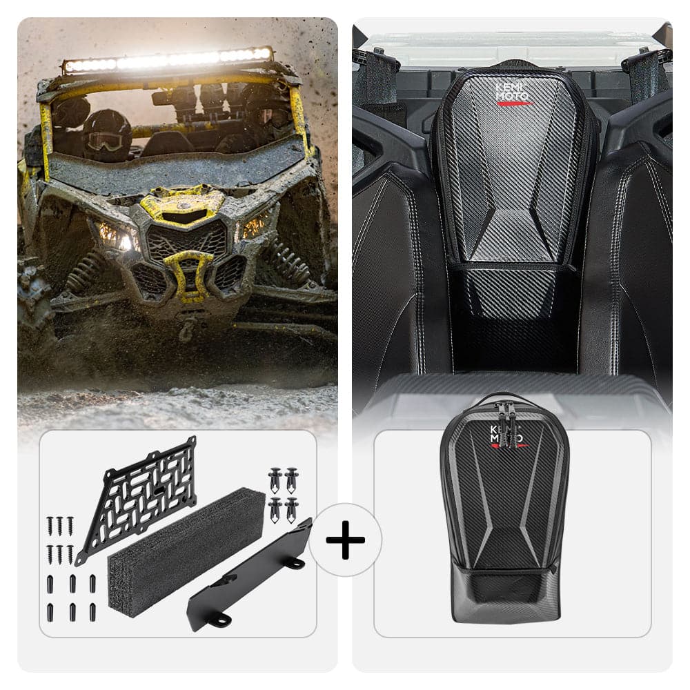 Photo of Noise Reduction Kit & Center Storage Bag For Can-Am Maverick X3/MAX by Kemimoto - Premium for UTVs / Side by Sides