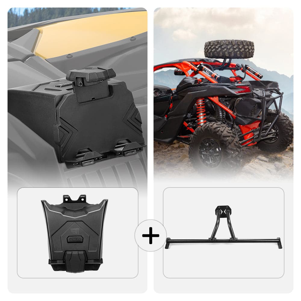 Photo of Tablet Holder & Spare Tire Carrier for Can-Am Maverick X3 by Kemimoto - Premium for UTVs / Side by Sides