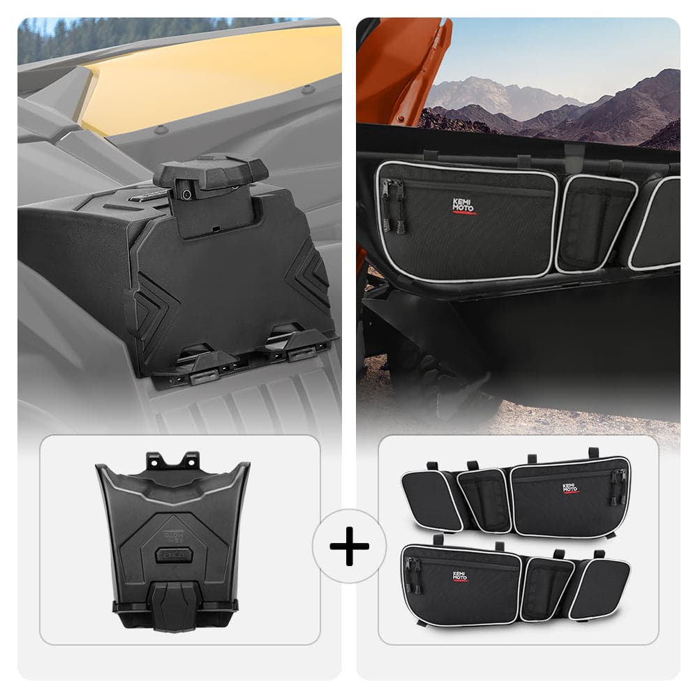 Photo of Tablet Holder & Front Door Strorage Bags for Can-Am Maverick X3 MAX by Kemimoto - Premium for UTVs / Side by Sides