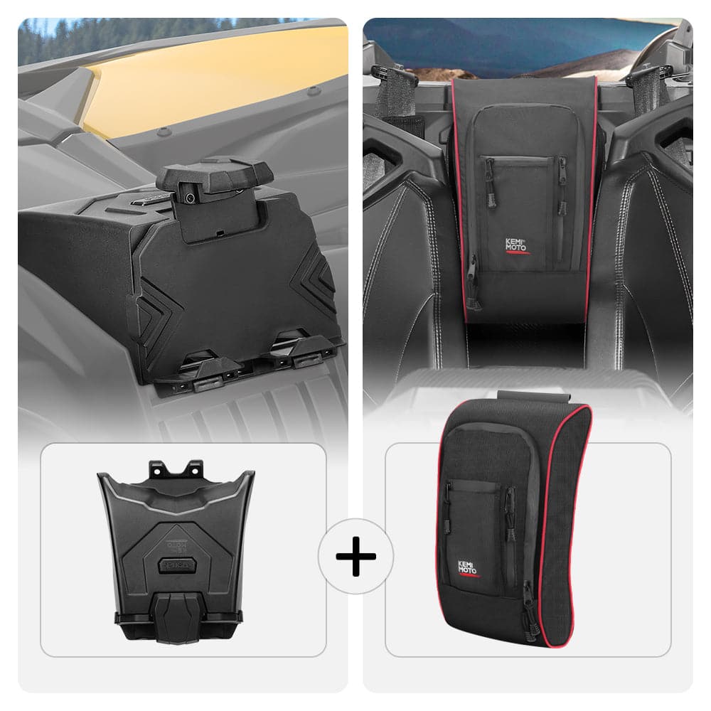 Photo of Tablet Holder & Console Storage Bag for Can-Am Maverick X3 by Kemimoto - Premium for UTVs / Side by Sides