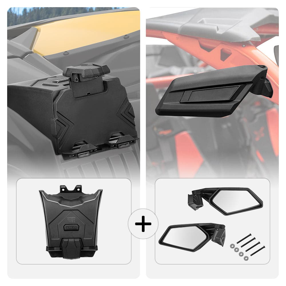 Photo of Tablet Holder & Side view Mirrors for Can-Am Maverick X3/MAX by Kemimoto - Premium for UTVs / Side by Sides
