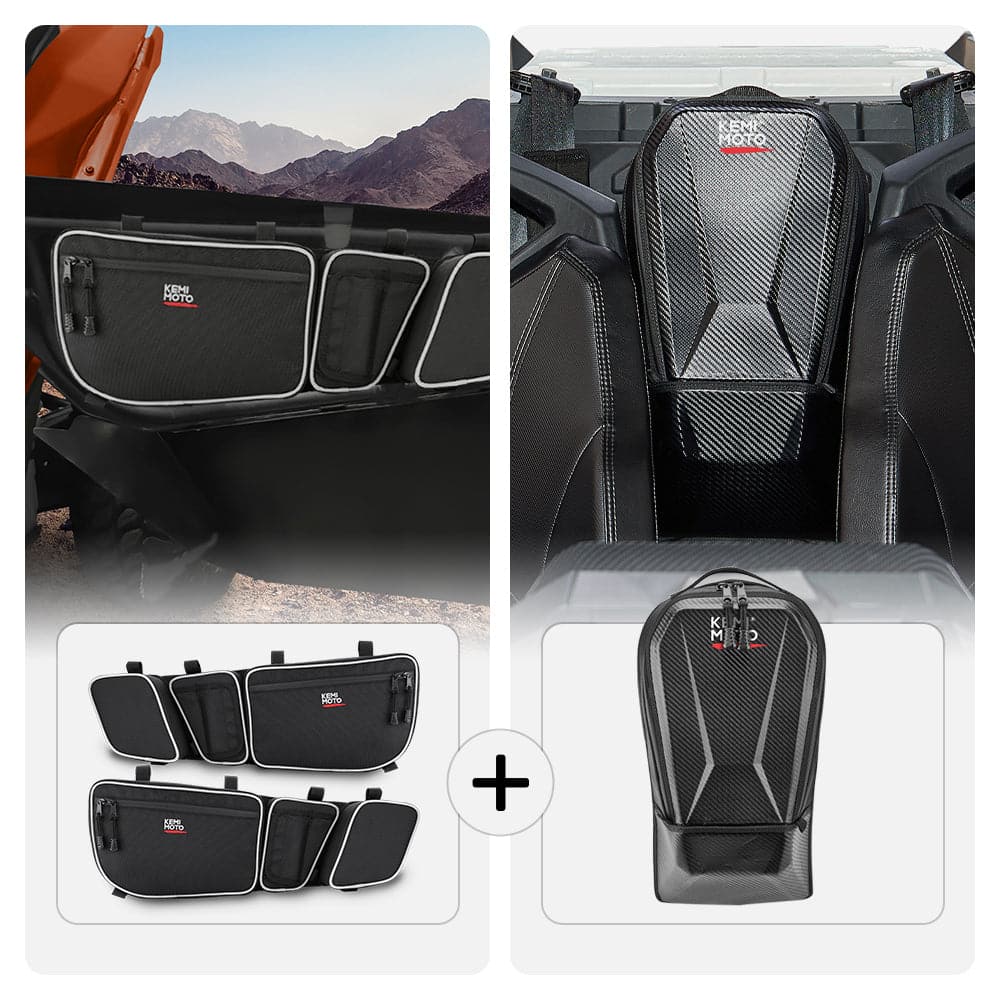 Photo of Kemimoto Front Door Bags & Center Storage Bag for Can-Am Maverick X3 by Kemimoto - Premium for UTVs / Side by Sides