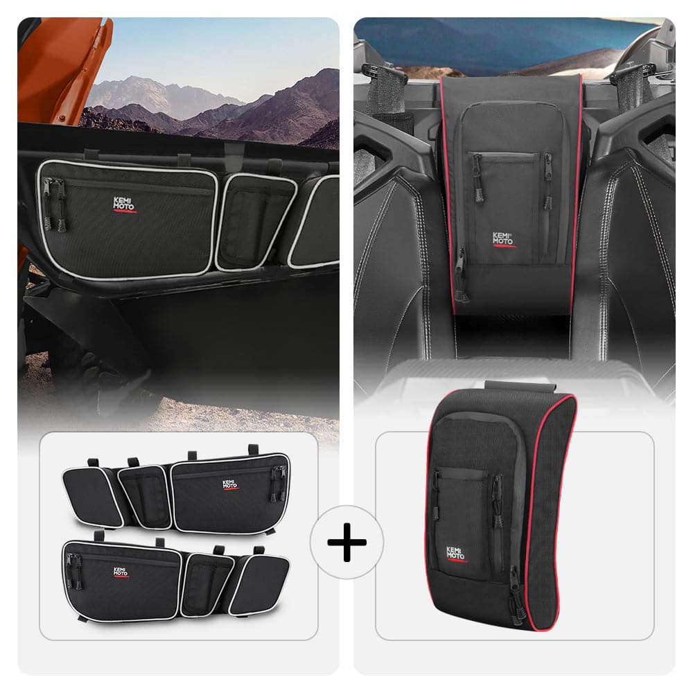 Photo of Kemimoto Door Bags ＆ Center Bag for Can Am Maverick X3/MAX by Kemimoto - Premium for UTVs / Side by Sides