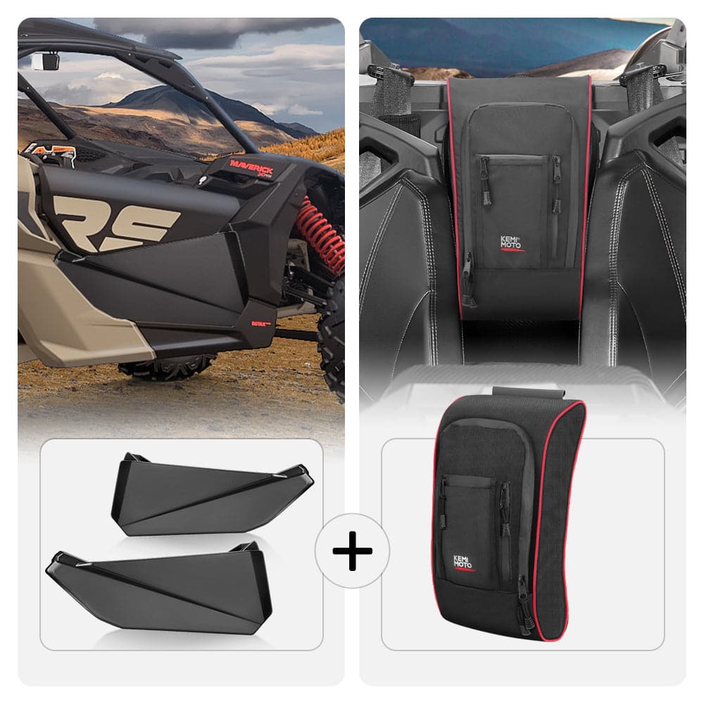 Photo of Kemimoto Front Lower Door Inserts & Console Storage Bag For Can-Am Maverick X3 by Kemimoto - Premium for UTVs / Side by Sides