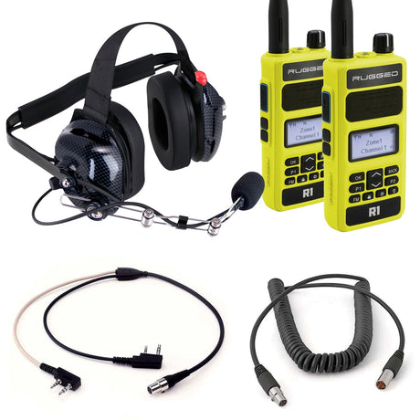 Photo of Crew Chief - H42 Spotter Headset and Rugged Handheld Radio Package by Rugged Radios - Premium for UTVs / Side by Sides