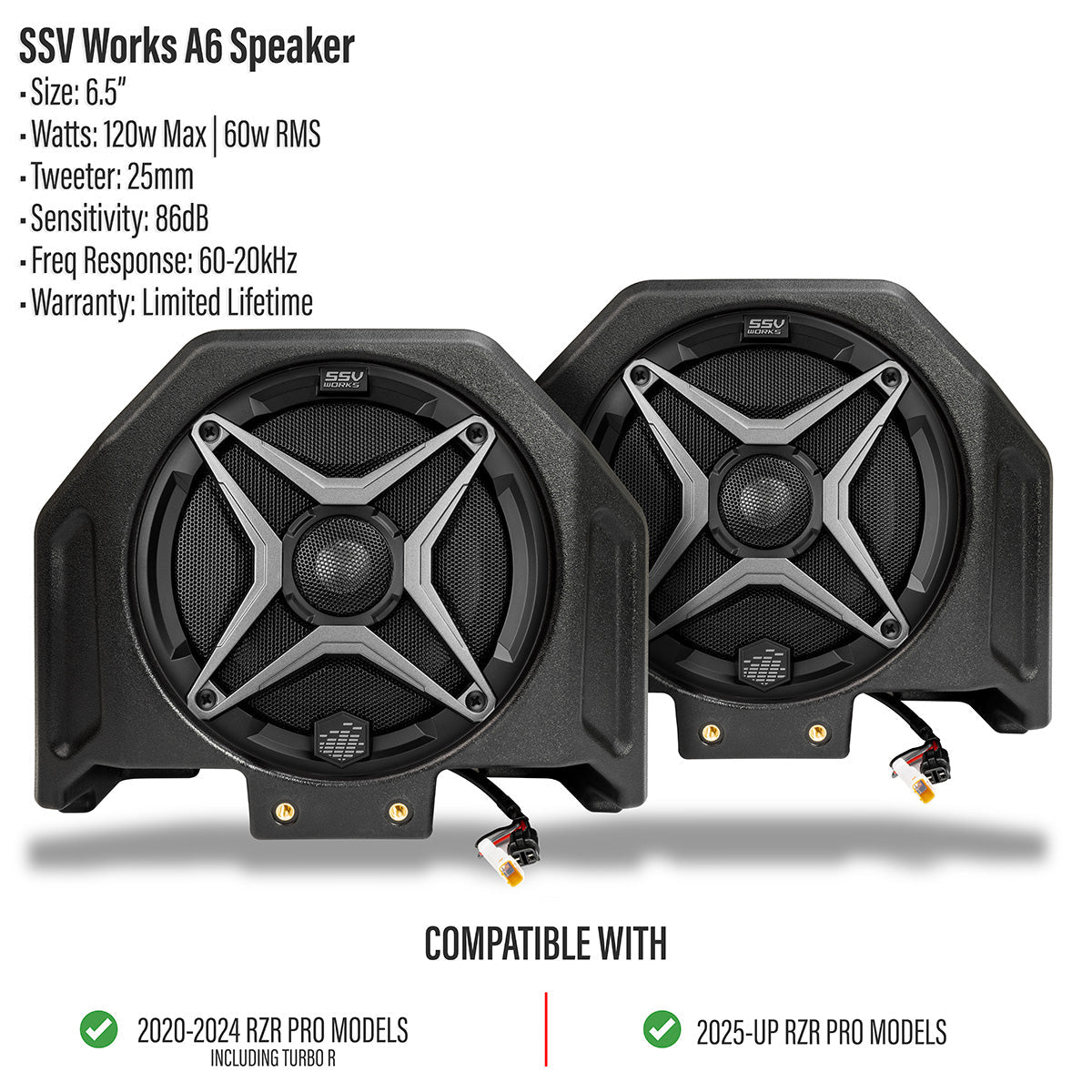 Photo of SSV Works - 2020-2026 PolarisÂ® RZR Pro R / Turbo R / Pro S / Pro XP 6.5" Rear-Hump Speaker-Pods by SSV Works - Premium for UTVs / Side by Sides