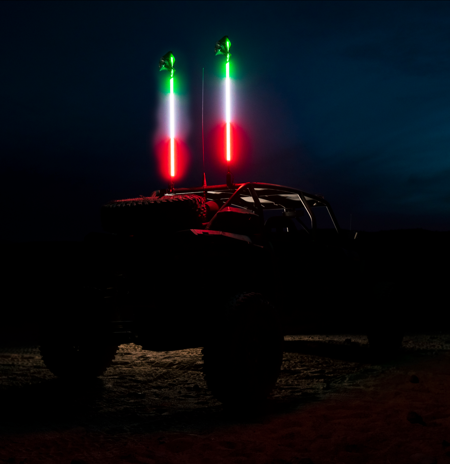 Photo of Red, White, & Green Hyper Whip by 5150 Whips Inc. - Premium LED Light Whips & Rock Lights for UTVs / Side by Sides