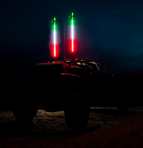 Photo of Red, White, & Green Hyper Whip by 5150 Whips Inc. - Premium LED Light Whips & Rock Lights for UTVs / Side by Sides
