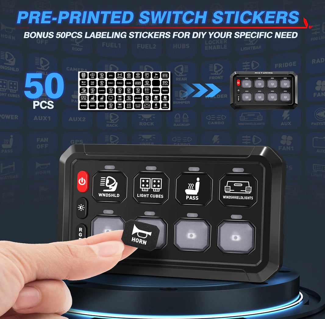 Photo of 8-Gang Switch Panel With RGB And Remote Control Bluetooth App by GGLighting - Premium for UTVs / Side by Sides