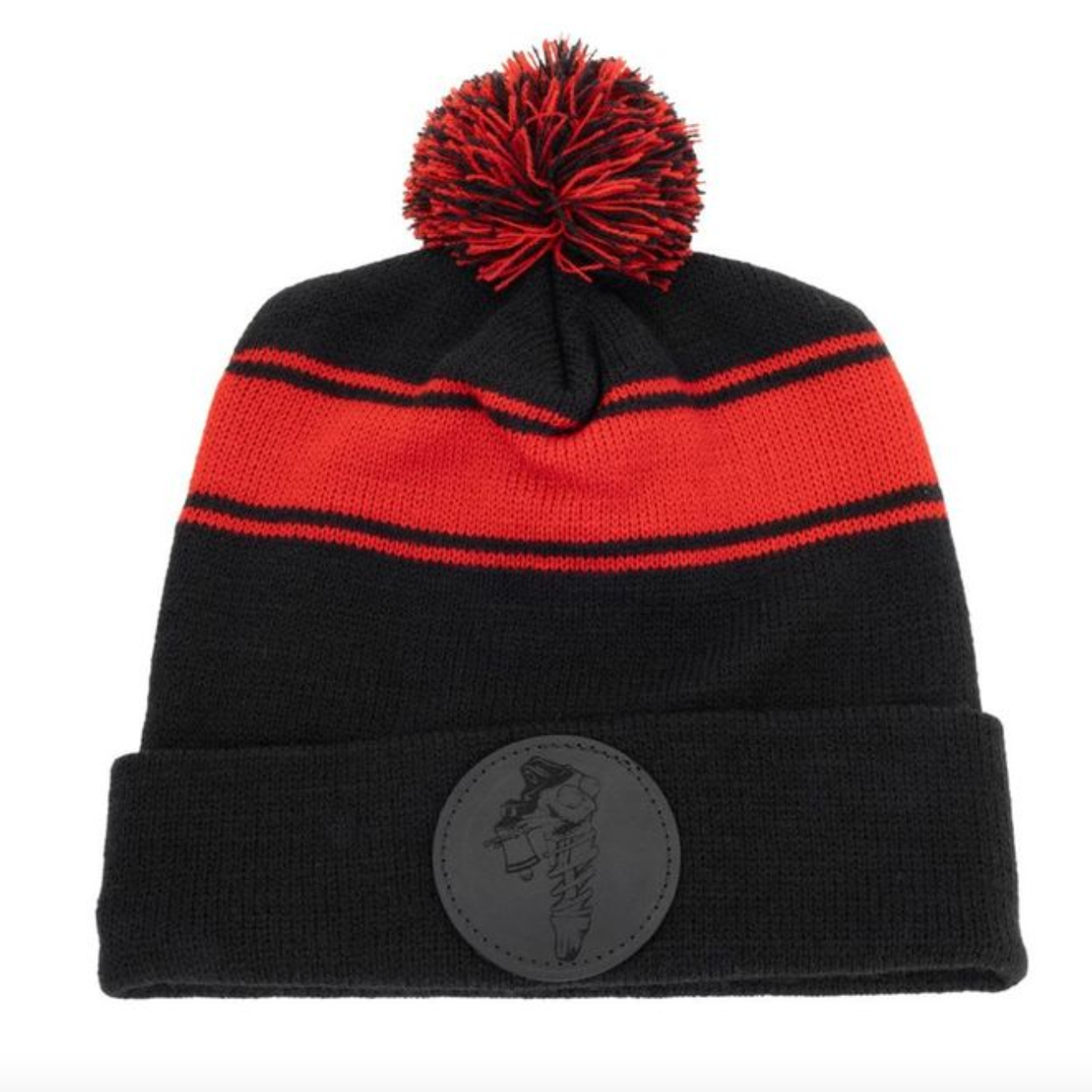 Photo of Shock Therapy Pom Pom Beanie (Red & Black) by Shock Therapy - Premium for UTVs / Side by Sides