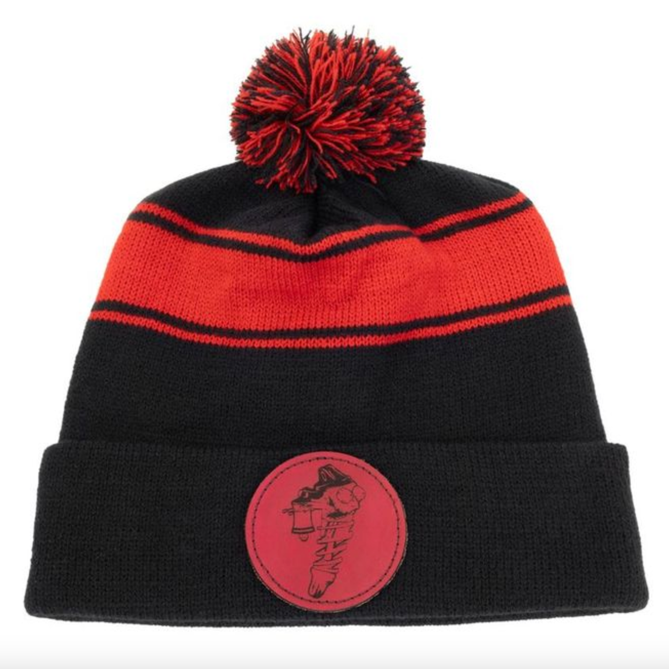 Photo of Shock Therapy Pom Pom Beanie (Red & Black) by Shock Therapy - Premium for UTVs / Side by Sides