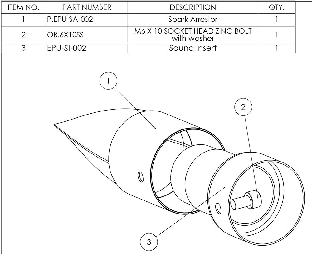 Spark Arrestor Sound Insert Kit 50.8mm