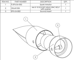 Spark Arrestor Sound Insert Kit 50.8mm