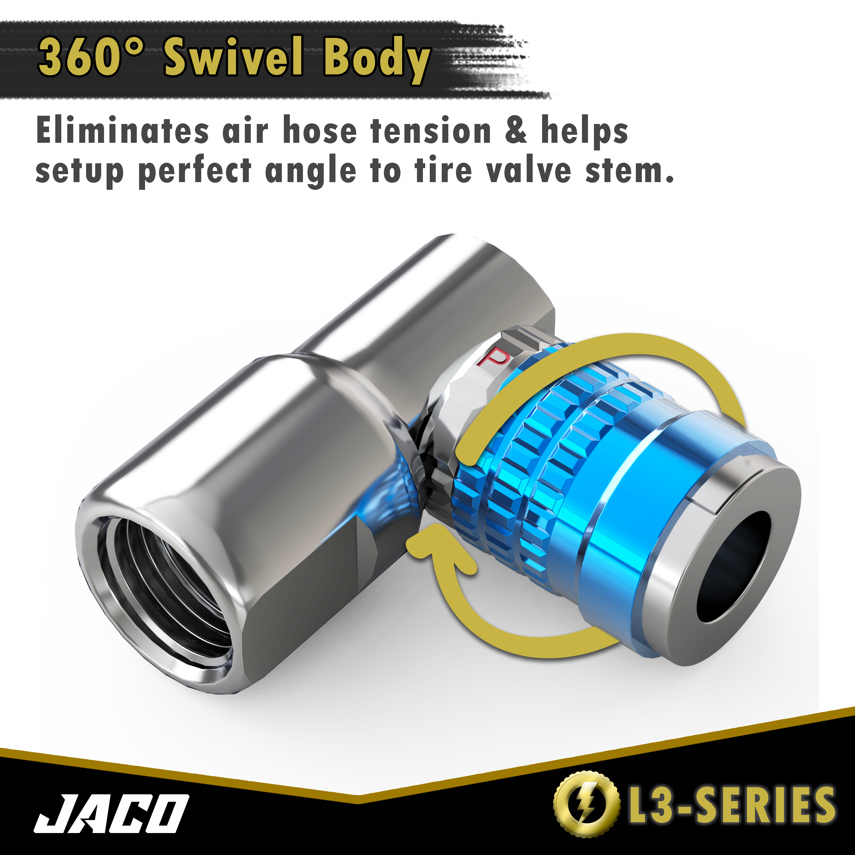 Photo of Lightning™ L3-Series Bike Tire Air Chuck - 1/4" F-NPT (Presta + Schrader Valves) | Open Flow (2 Pack) by JACO - Premium Tire Accessories for UTVs / Side by Sides