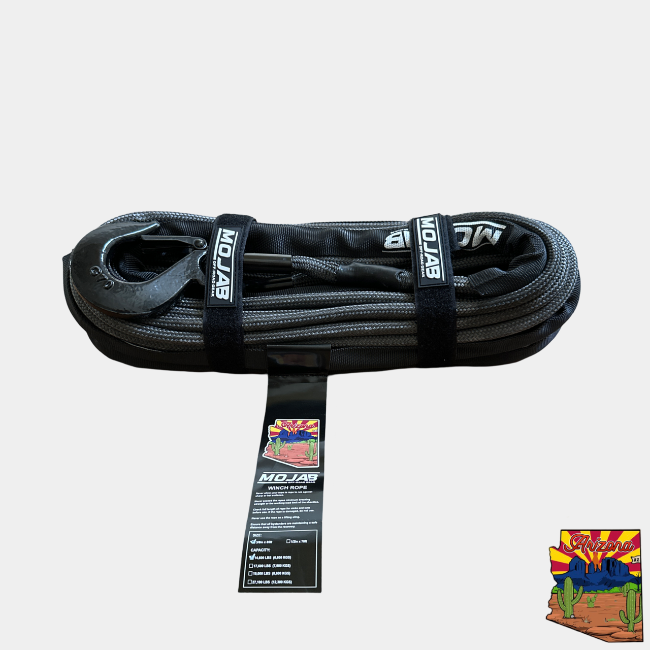 Photo of 3/8'' x 85' Double Braided Winch Rope with Removeable forged winch hook by MOJAB OFFROAD - Premium Winches & Winch Mounts for UTVs / Side by Sides