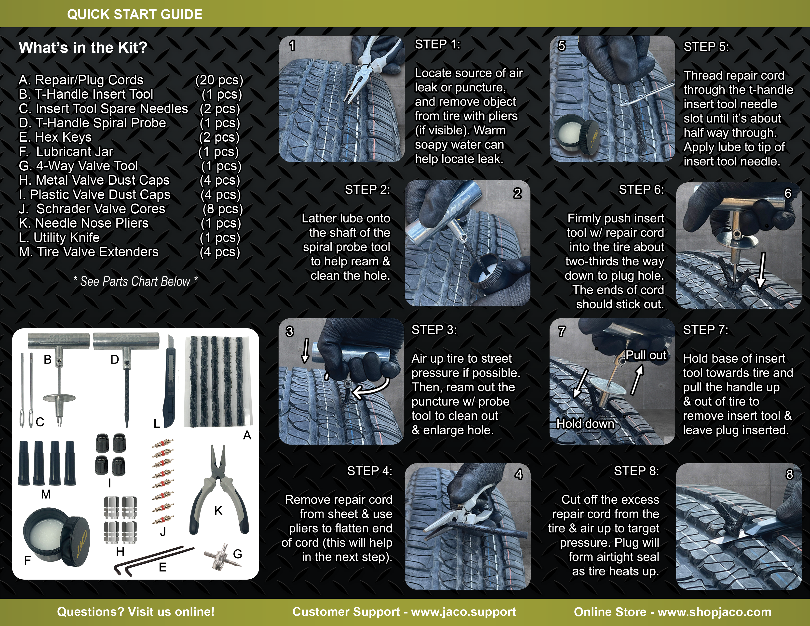 Photo of TRX-50 Heavy Duty Tire Repair Kit (50 pcs) by JACO - Premium Tire Repair Kit for UTVs / Side by Sides