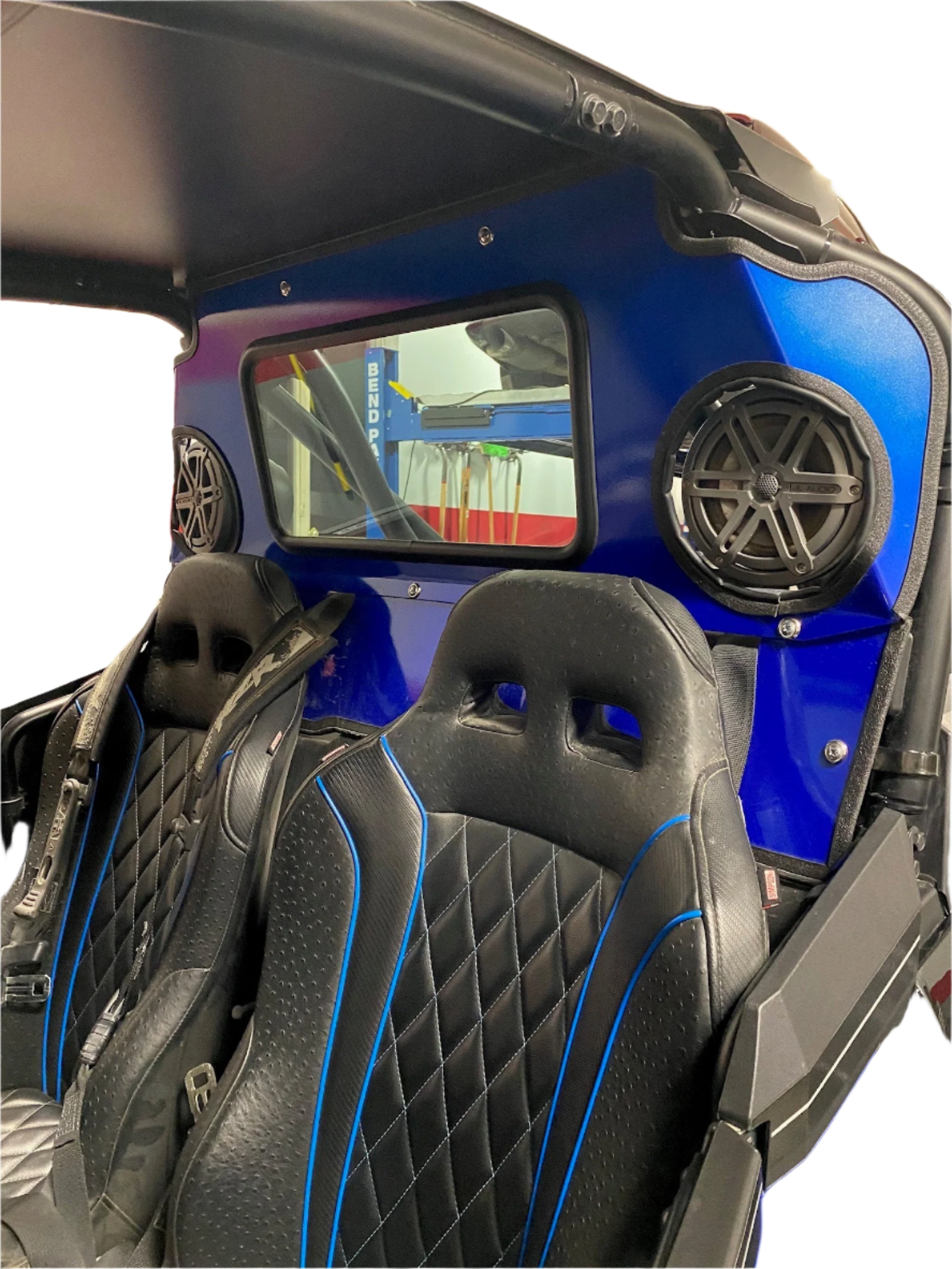 Photo of POLARIS RZR TURBO S REAR WINDSHIELD W/ SPEAKERS CUT-OUT 2018+ by Dirt Warrior Accessories - Premium Windshields for UTVs / Side by Sides