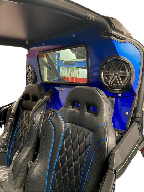 Photo of POLARIS RZR TURBO S REAR WINDSHIELD W/ SPEAKERS CUT-OUT 2018+ by Dirt Warrior Accessories - Premium WINDSHIELD for UTVs / Side by Sides
