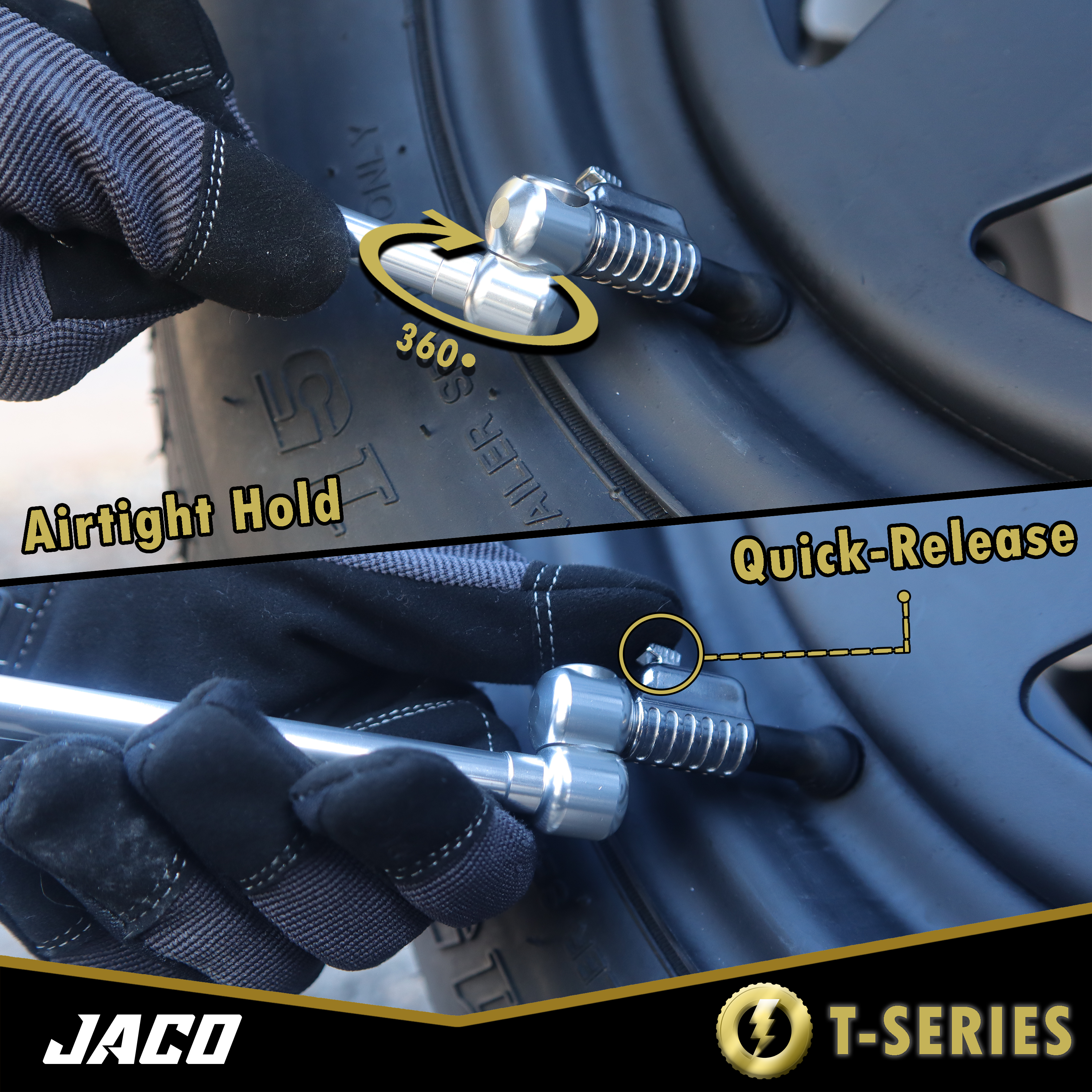Photo of Lightning™ T-Series Tire Air Chuck | Open Flow, 1/4" F-NPT by JACO - Premium Air Chuck for UTVs / Side by Sides