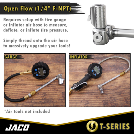 Photo of Lightning™ T-Series Tire Air Chuck | Open Flow, 1/4" F-NPT by JACO - Premium Air Chuck for UTVs / Side by Sides