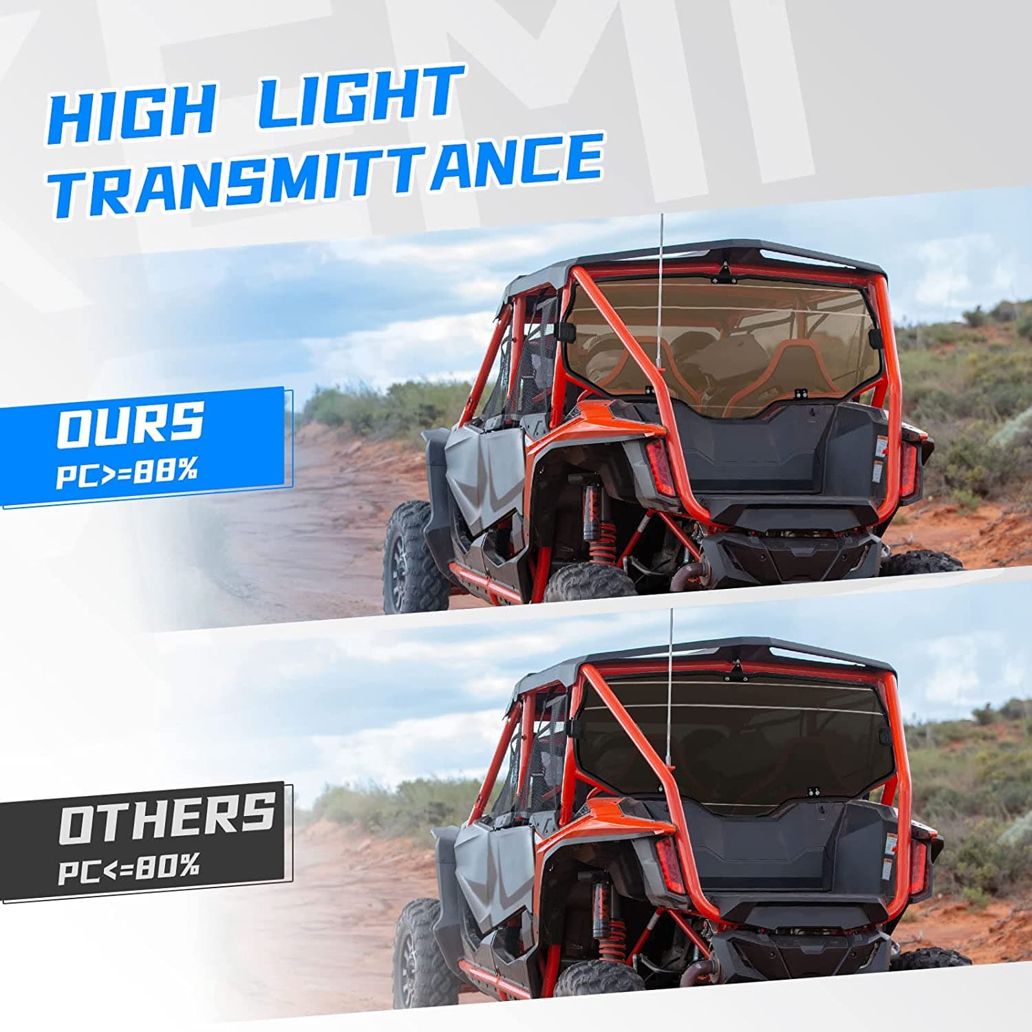 Photo of Rear Windshield of High Light Transmittance for Talon 1000X 1000R by Kemimoto - Premium for UTVs / Side by Sides
