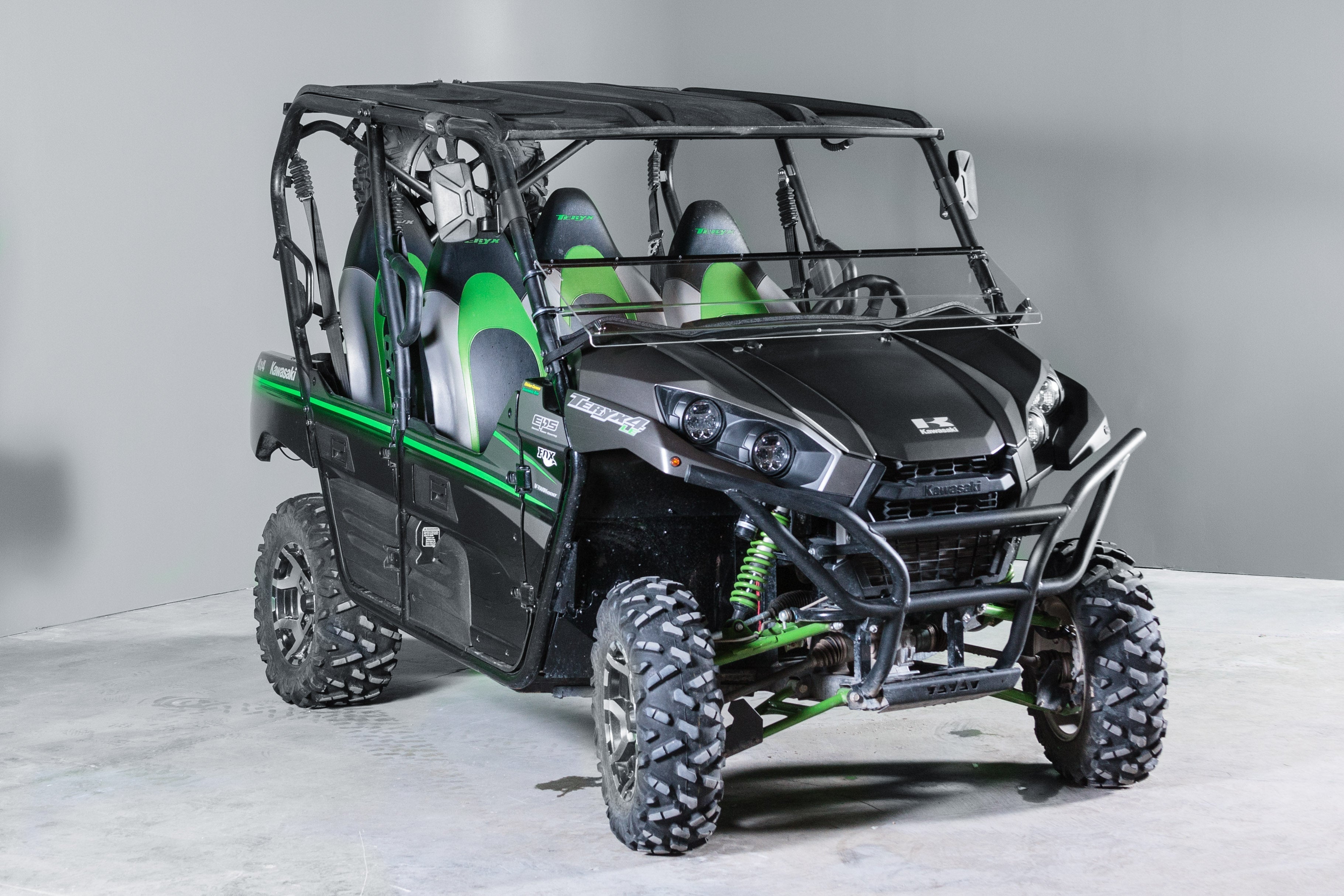 Photo of TK00907 2016-2017 KAWASAKI TERYX, 2 AND 4 SEATER TILTING UTV WINDSHIELD - SCRATCH RESISTANT 1/4" - FOR FACTORY HARD TOP by TerraRider UTV Windshields & Accessories - Premium for UTVs / Side by Sides
