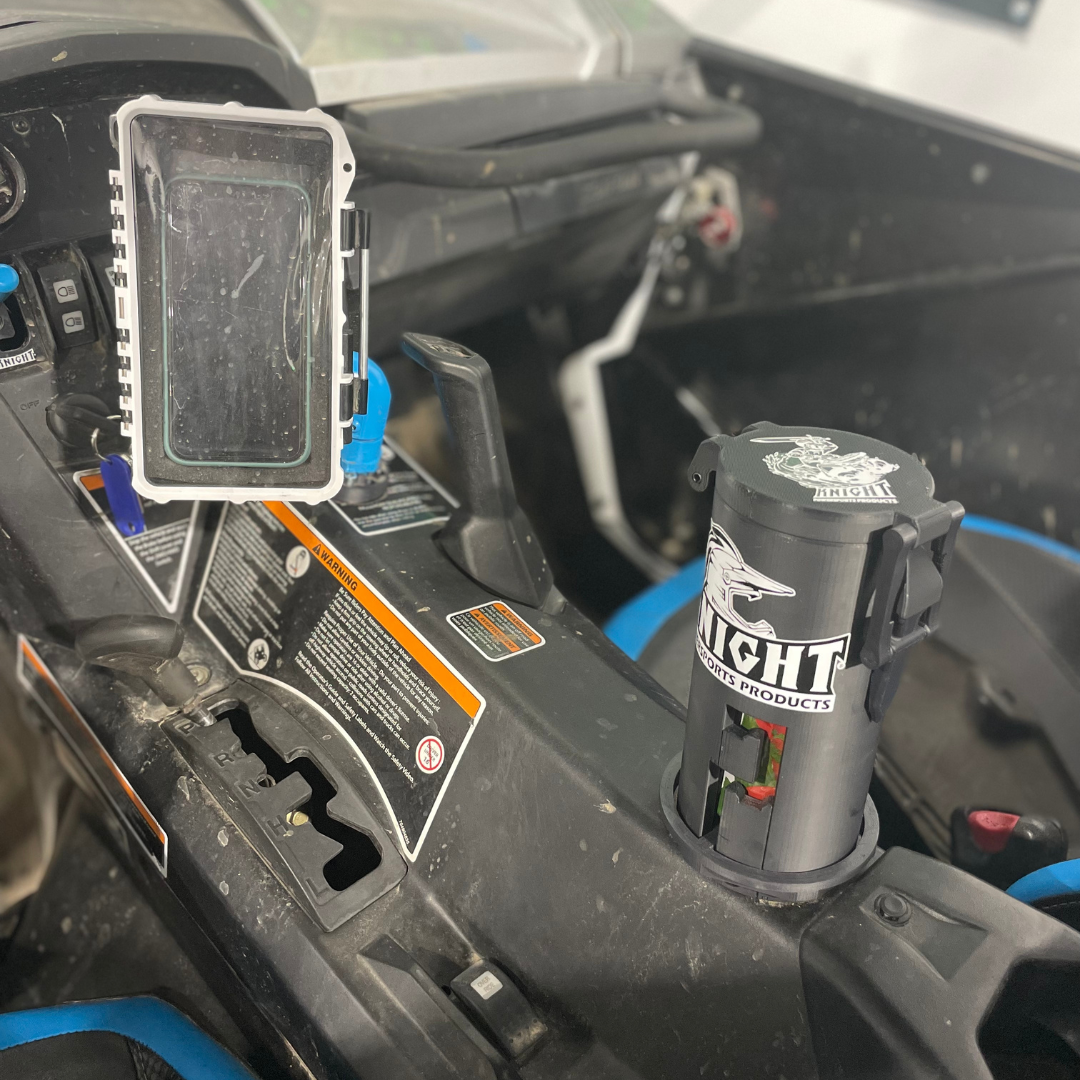 Photo of SafeBox phone holder & Knight Shield drink holder bundle by Knight ATV - Premium for UTVs / Side by Sides