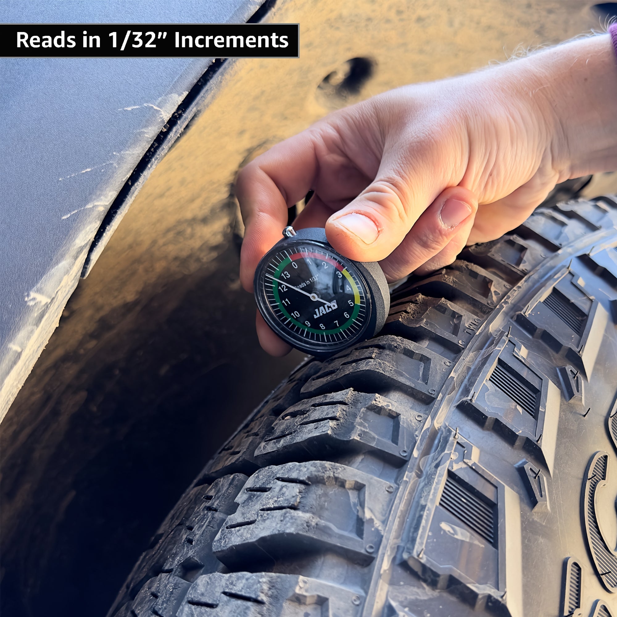 Photo of TreadPro Tire Tread Depth Gauge, Dial Type (Reads in 1/32 inch) by JACO - Premium Tread Depth Gauge for UTVs / Side by Sides