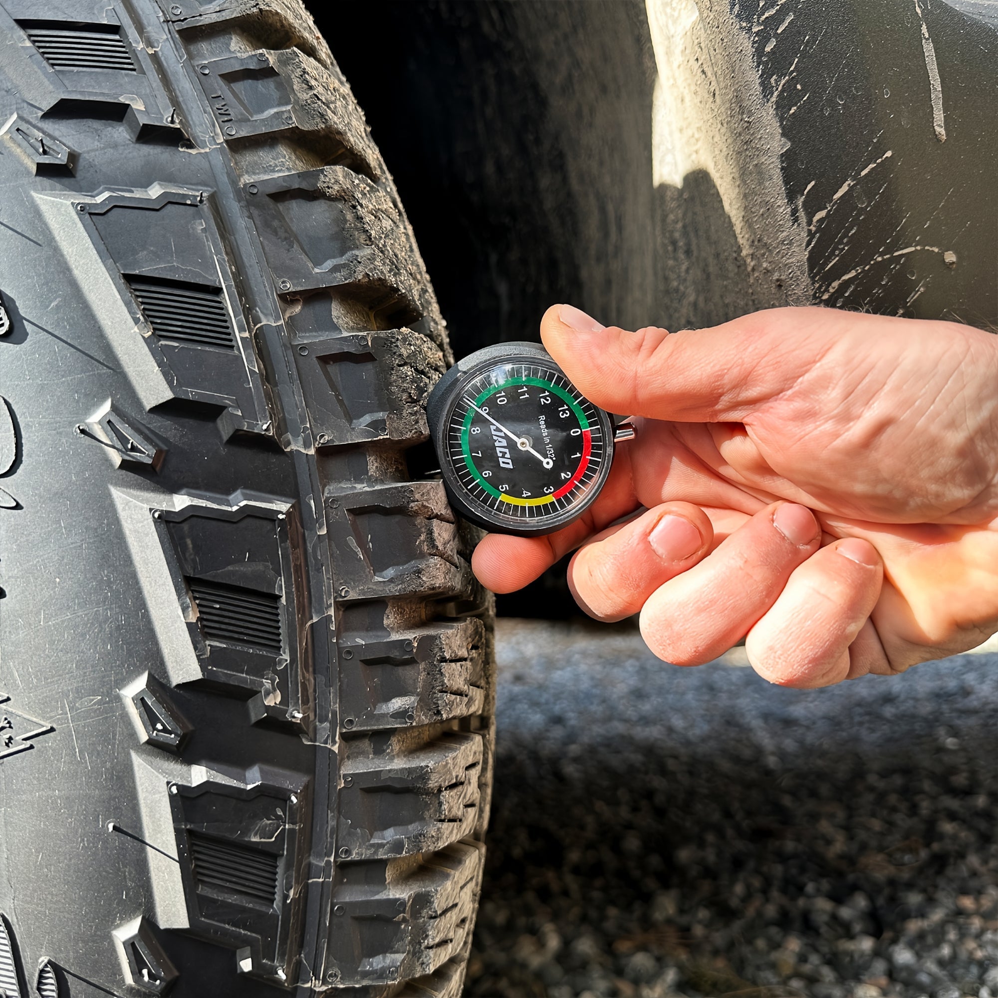 Photo of TreadPro Tire Tread Depth Gauge, Dial Type (Reads in 1/32 inch) by JACO - Premium Tread Depth Gauge for UTVs / Side by Sides