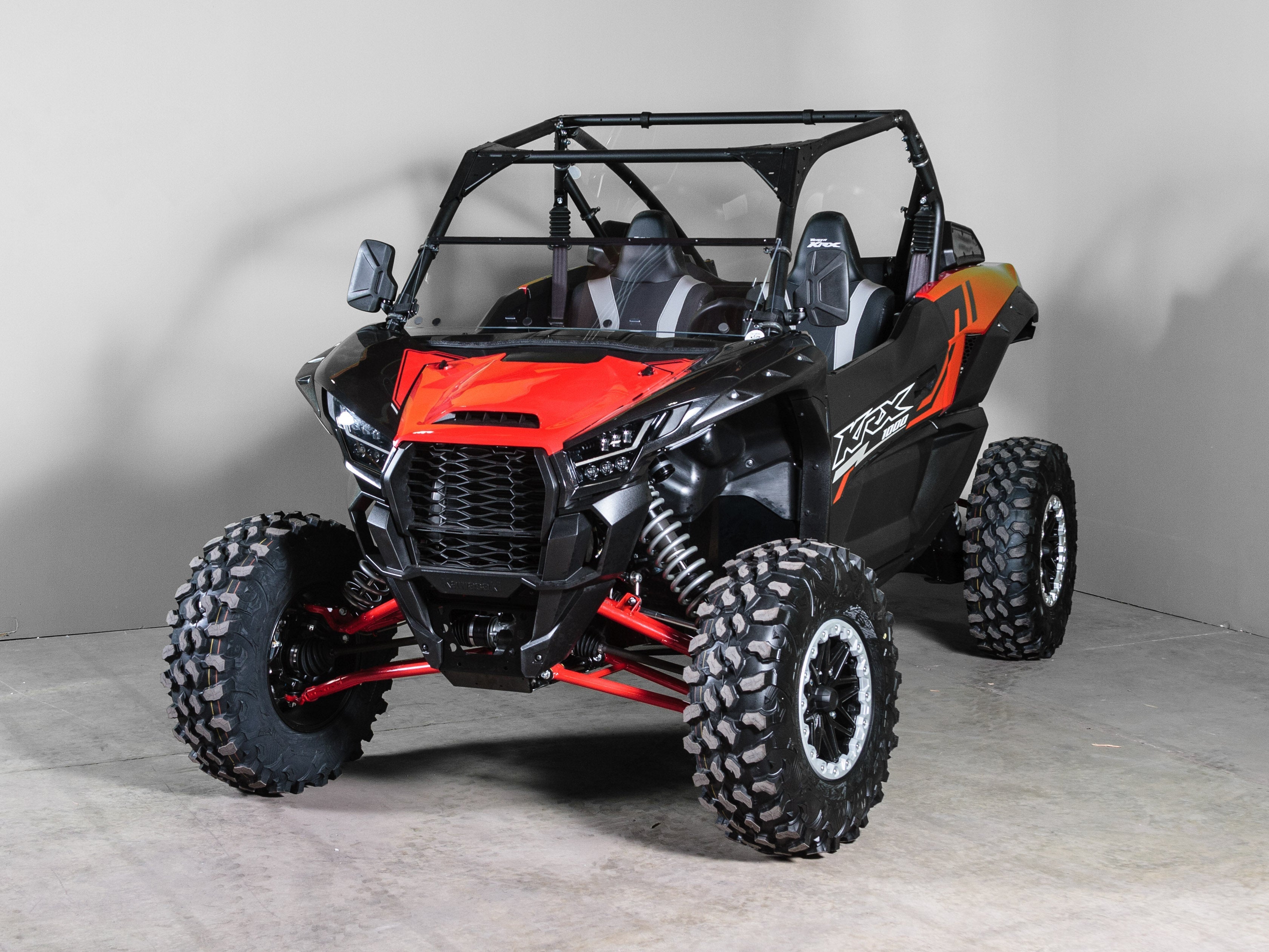 Photo of TK00645 2022+ KAWASAKI KRX 1000 TILTING UTV WINDSHIELD - SCRATCH RESISTANT 3/16" - FOR SOFT OR NO TOP by TerraRider UTV Windshields & Accessories - Premium for UTVs / Side by Sides