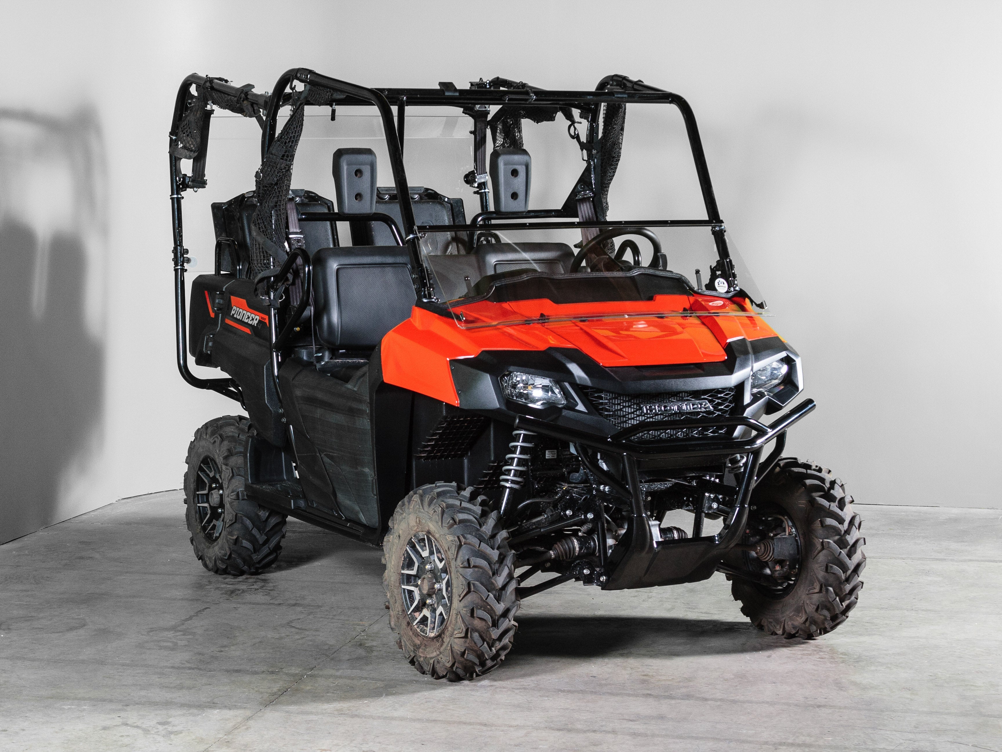 Photo of TK00214 HONDA PIONEER 700 TILTING UTV WINDSHIELD - SCRATCH RESISTANT 3/16” - FOR SOFT OR NO TOP by TerraRider UTV Windshields & Accessories - Premium for UTVs / Side by Sides