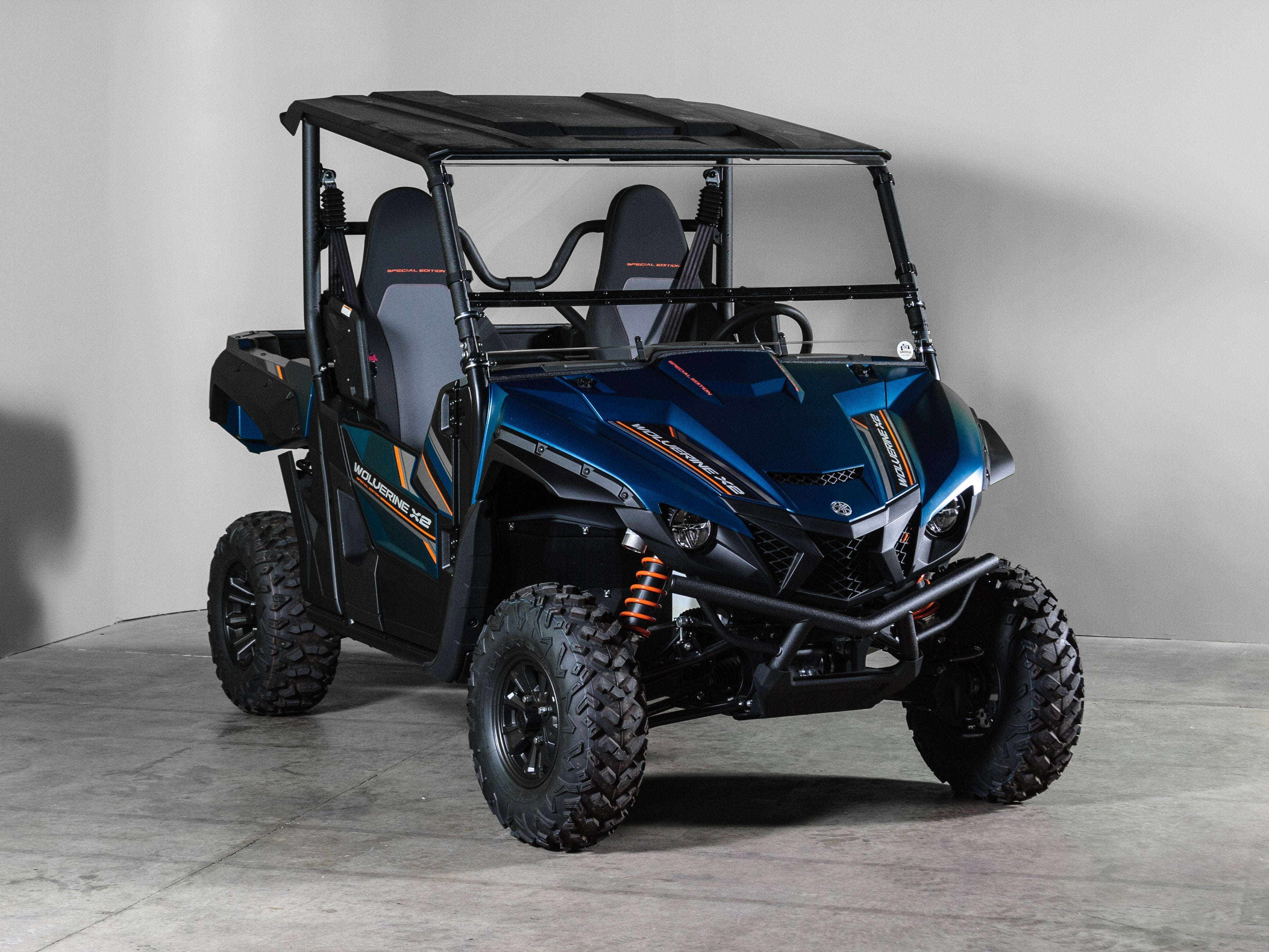 Photo of TK00863 YAMAHA WOLVERINE X2, 2 AND 4 SEATER TILTING UTV WINDSHIELD - STANDARD 3/16" - FOR SOFT OR NO TOP by TerraRider UTV Windshields & Accessories - Premium for UTVs / Side by Sides