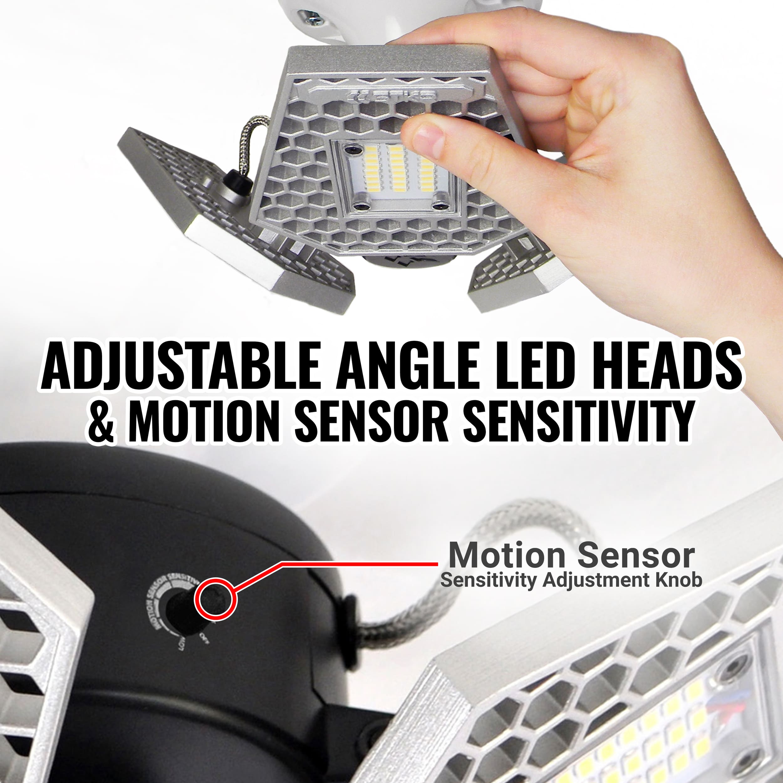 Photo of TRiLIGHT - Motion Activated Garage Ceiling Light by STKR Concepts - Premium Ceiling Light for UTVs / Side by Sides