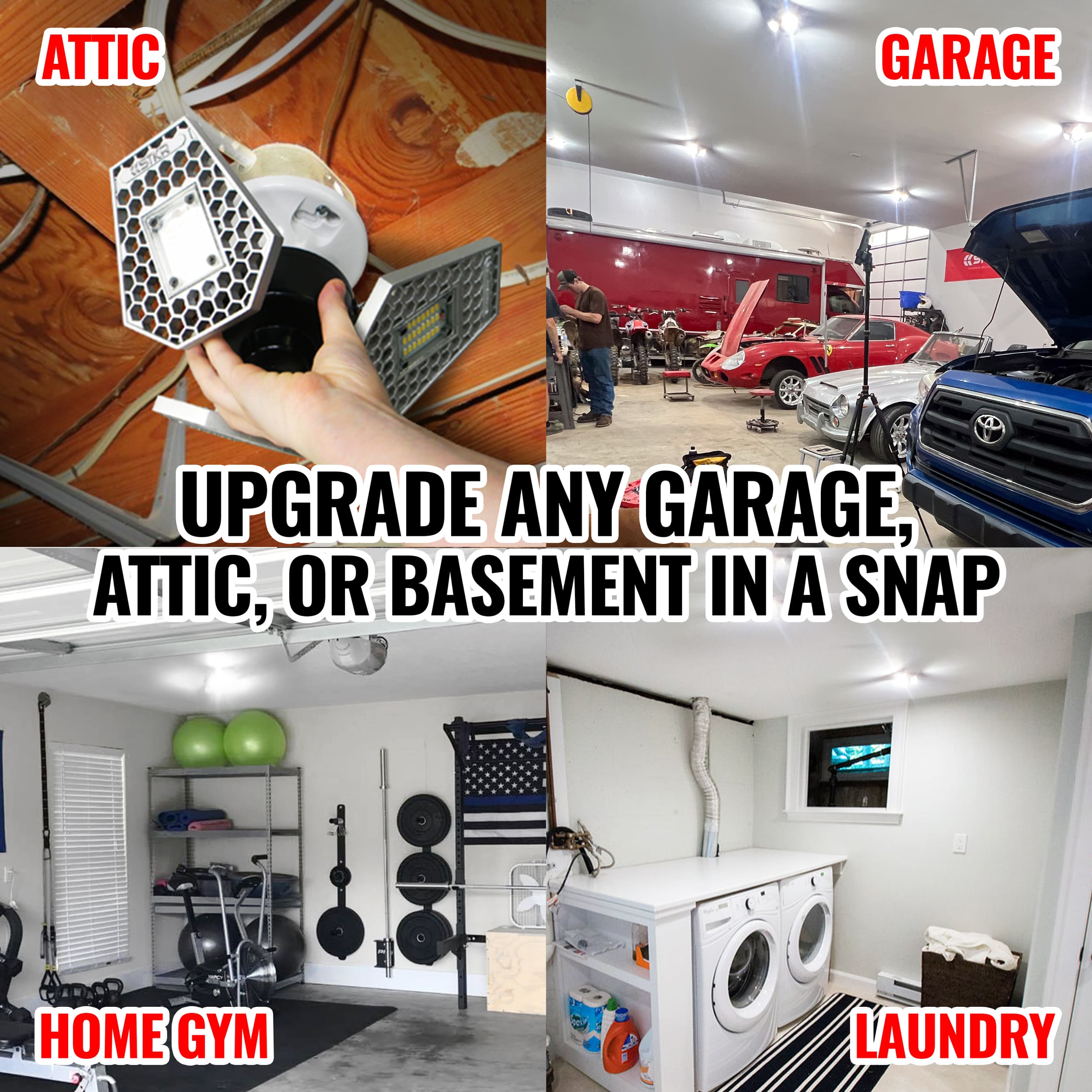 Photo of TRiLIGHT - Motion Activated Garage Ceiling Light by STKR Concepts - Premium Ceiling Light for UTVs / Side by Sides