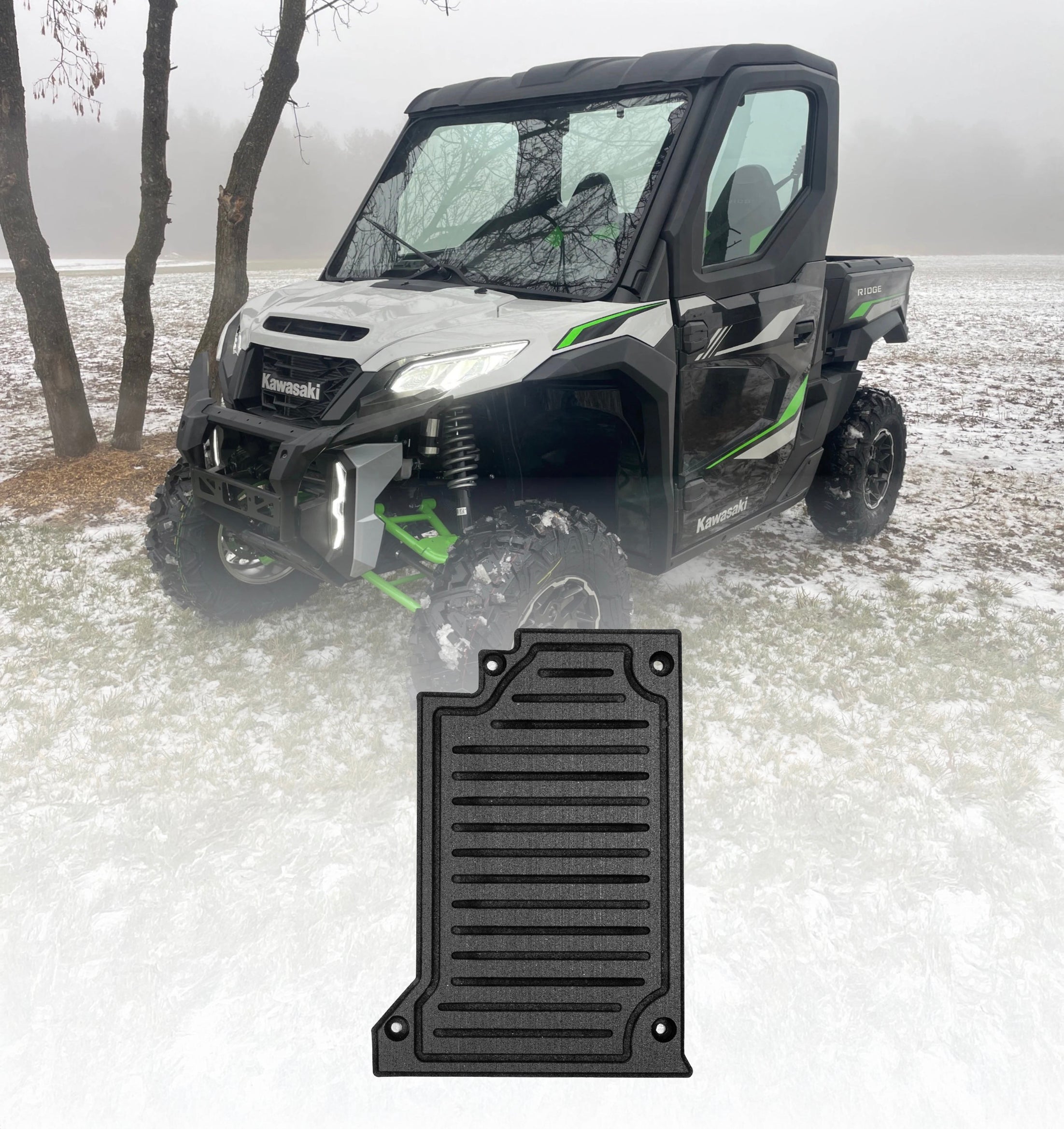 Photo of Kawasaki Ridge 2 Door Rubber Floor Mats (ALL MODELS) by Terick Solutions - Premium UTV Rubber floor mats for UTVs / Side by Sides