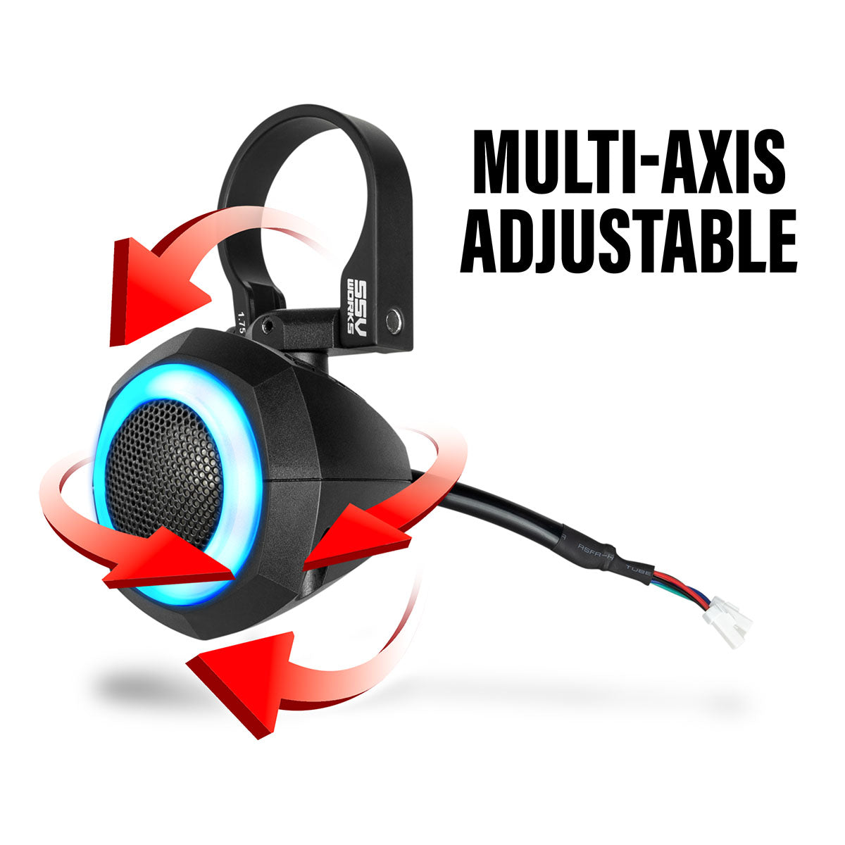 Photo of SSV Works - Universal 1" Cage-Pod Tweeters w/RGB Ring for UTV Audio Systems by SSV Works - Premium for UTVs / Side by Sides