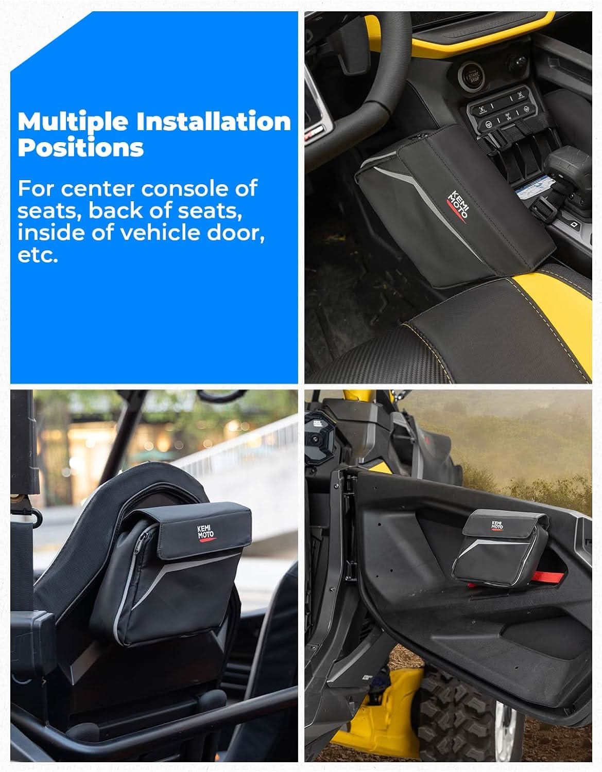 Photo of UTV Universal Center Console Bag for Can-Am, Polaris, Cfmoto, Honda by Kemimoto - Premium for UTVs / Side by Sides