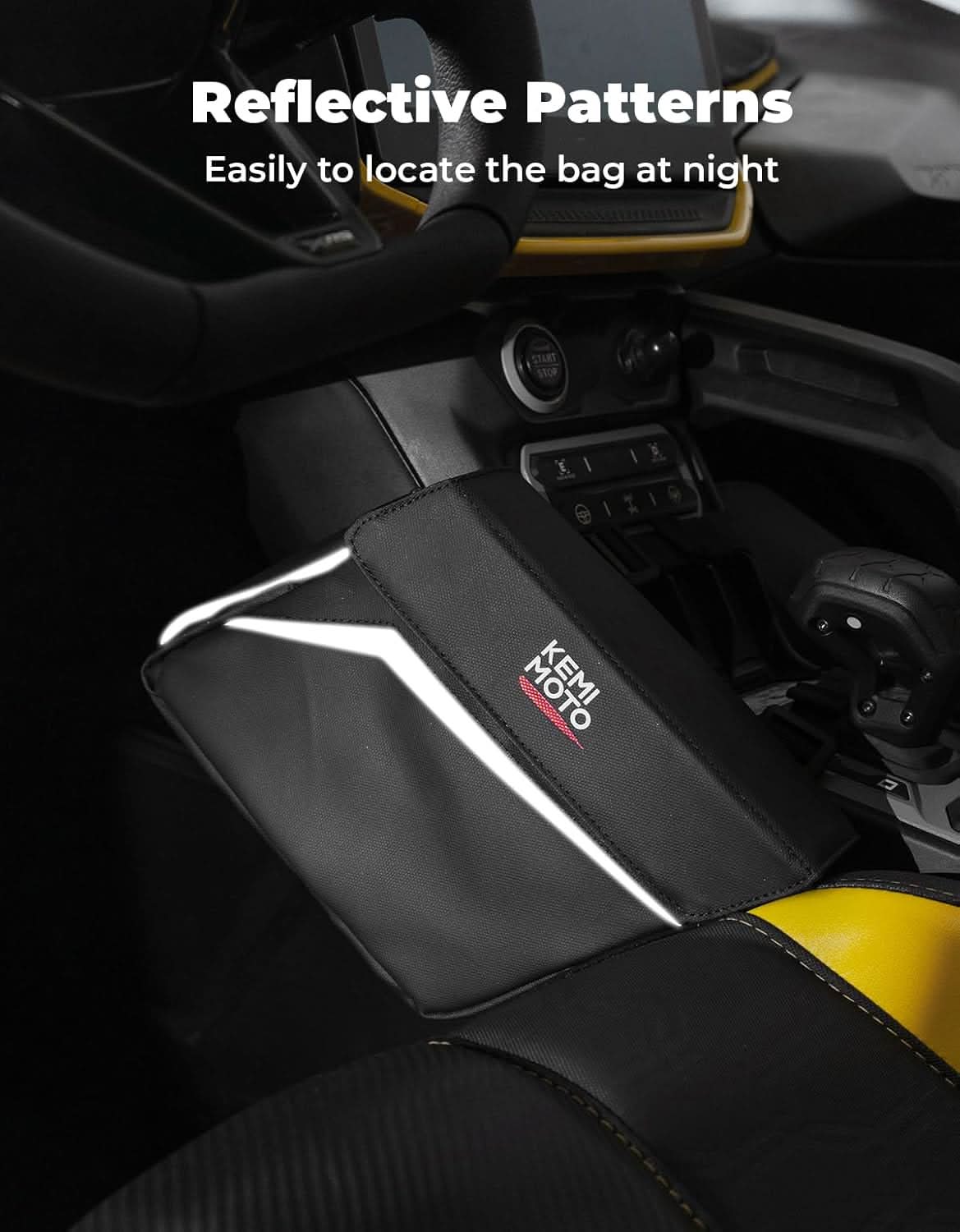 Photo of UTV Universal Center Console Bag for Can-Am, Polaris, Cfmoto, Honda by Kemimoto - Premium for UTVs / Side by Sides