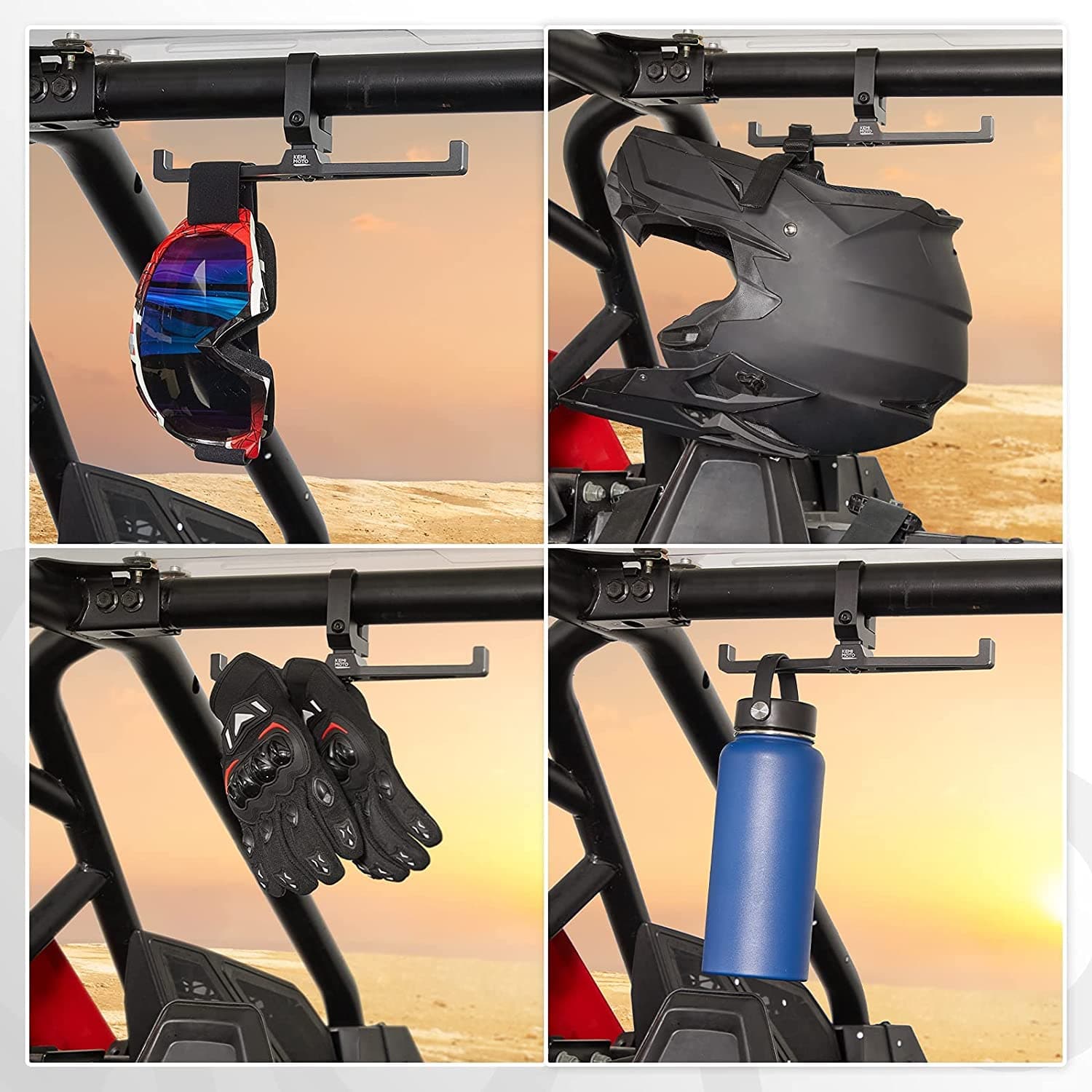 Photo of UTV Headset Hanger Helmet For 1.5"-2" Roll Cage by Kemimoto - Premium for UTVs / Side by Sides