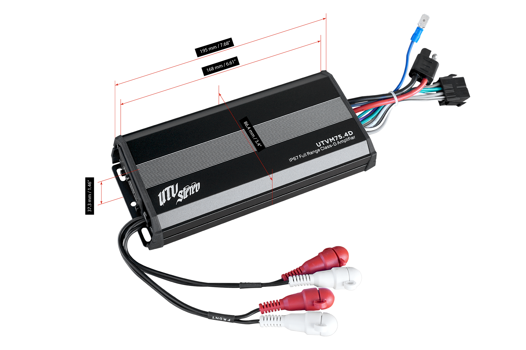 Photo of M-Series 600W 4-Channel Amplifier | UTVM-75.4D by UTV Stereo - Premium Marine Amplifier for UTVs / Side by Sides