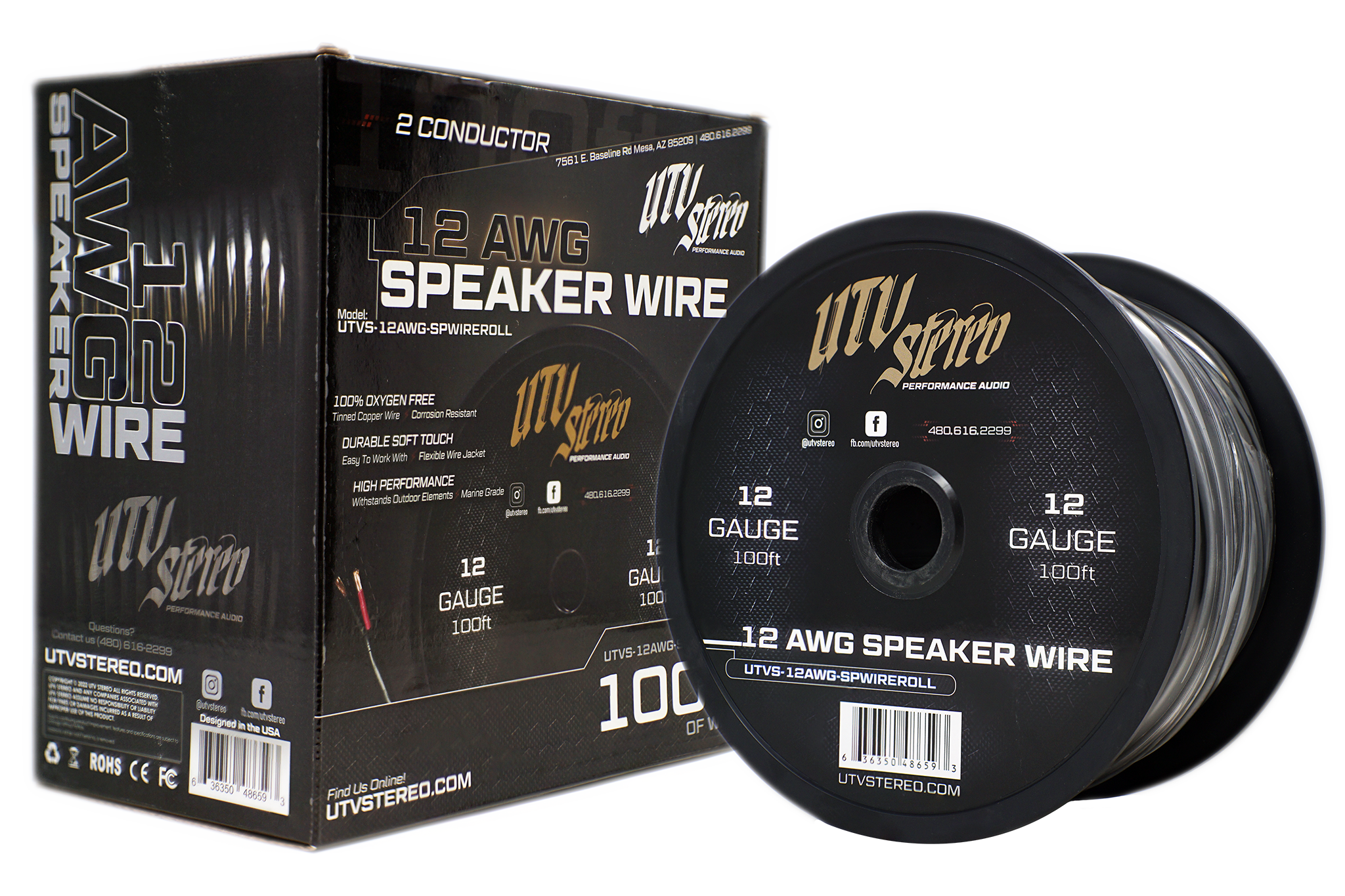 Photo of 12 AWG Speaker Wire Roll - 12ft | UTVS-12AWG-SPWIRE-12 by UTV Stereo - Premium Subwoofer Speaker Wire for UTVs / Side by Sides