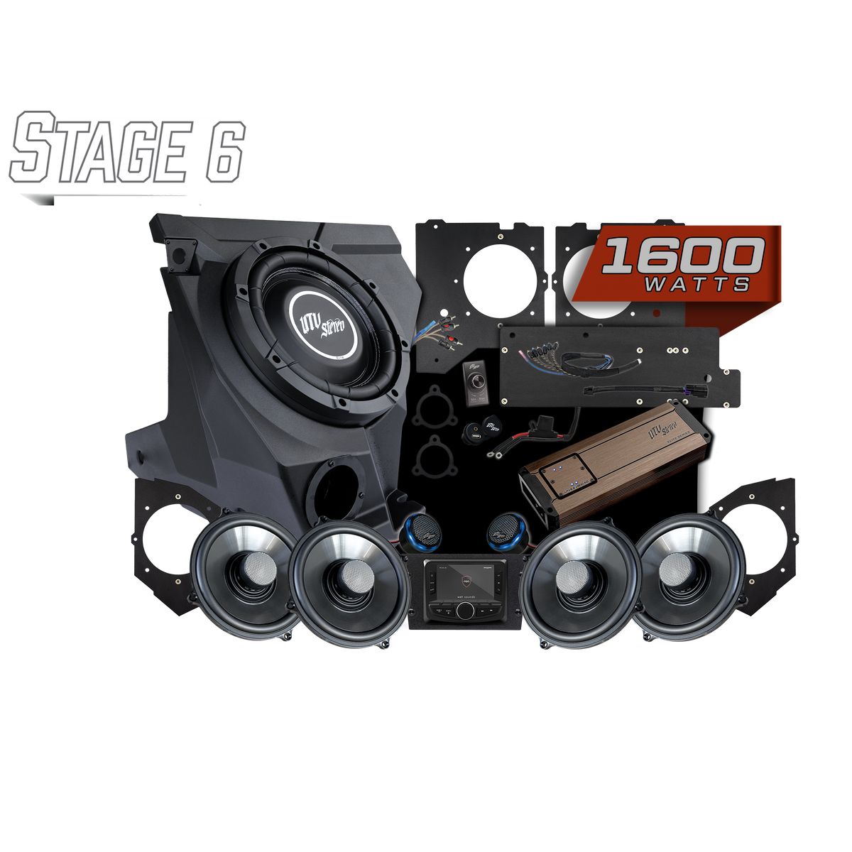 UTV Stereo Kawasaki Teryx H2 Elite Stage 6 stereo kit without Garmin Tread