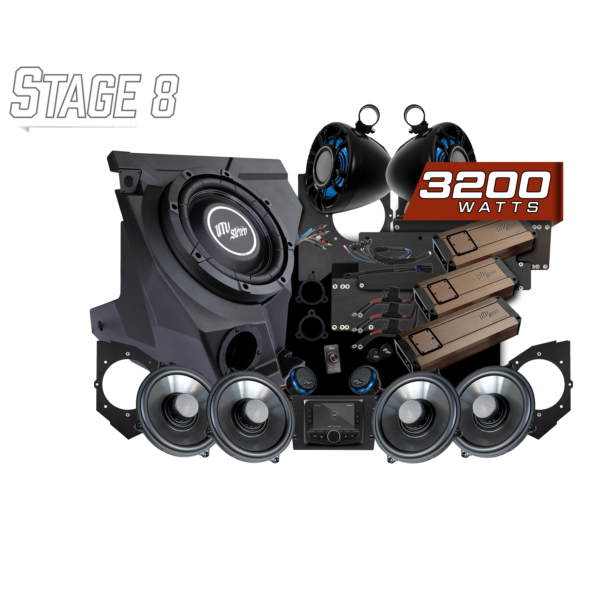 UTV Stereo - KAWASAKI TERYX H2 Elite Stage 8 Stereo Kit | UTVS-H2-S8