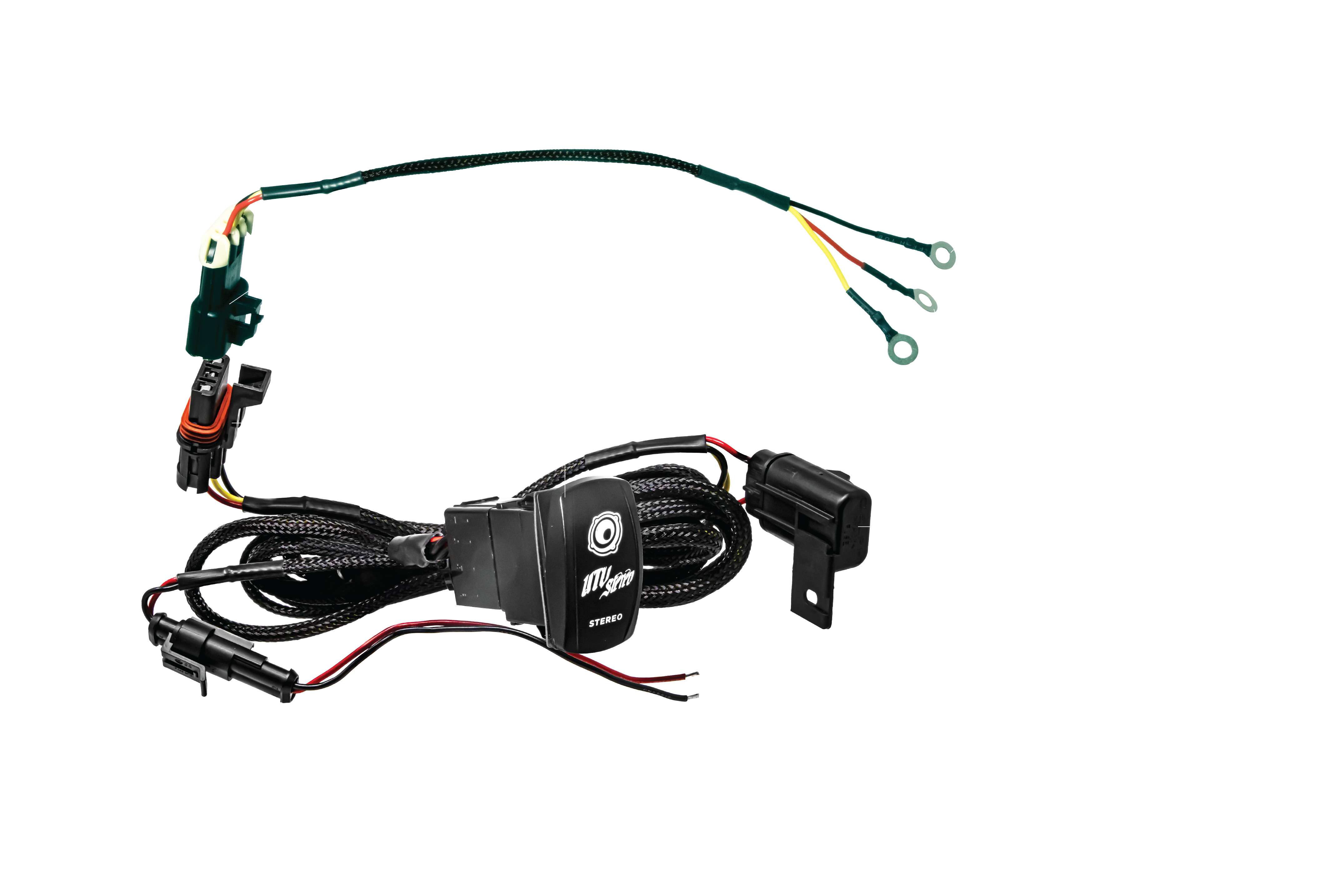 Photo of Source Unit Harness + Rocker Switch | UTVS-HRN-LC-SRC by UTV Stereo - Premium Source Unit Wire Harness for UTVs / Side by Sides
