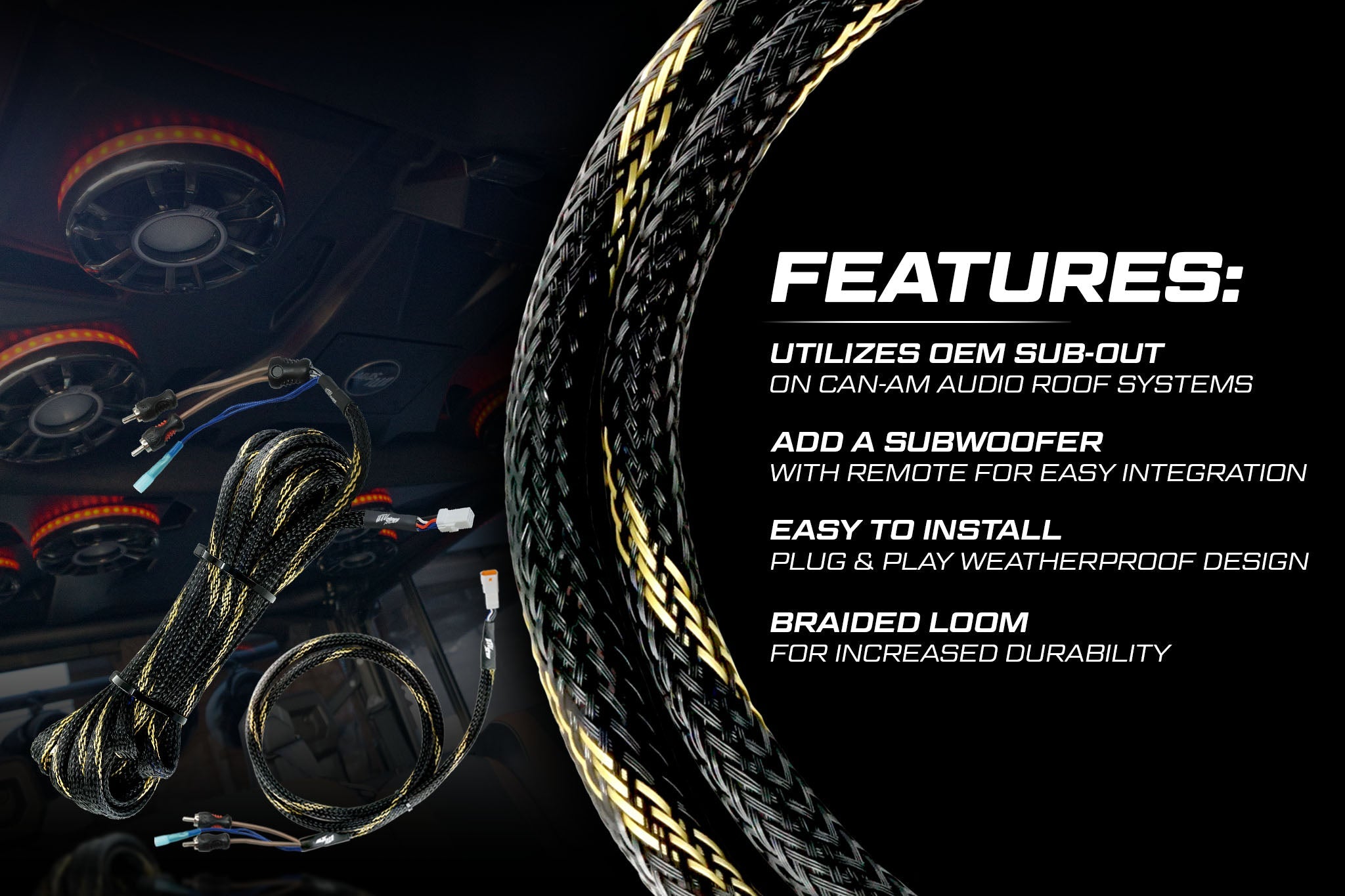 Photo of 20' RCA Harness | UTVS-HRN-RCA-20 by UTV Stereo - Premium Wire Harness for UTVs / Side by Sides