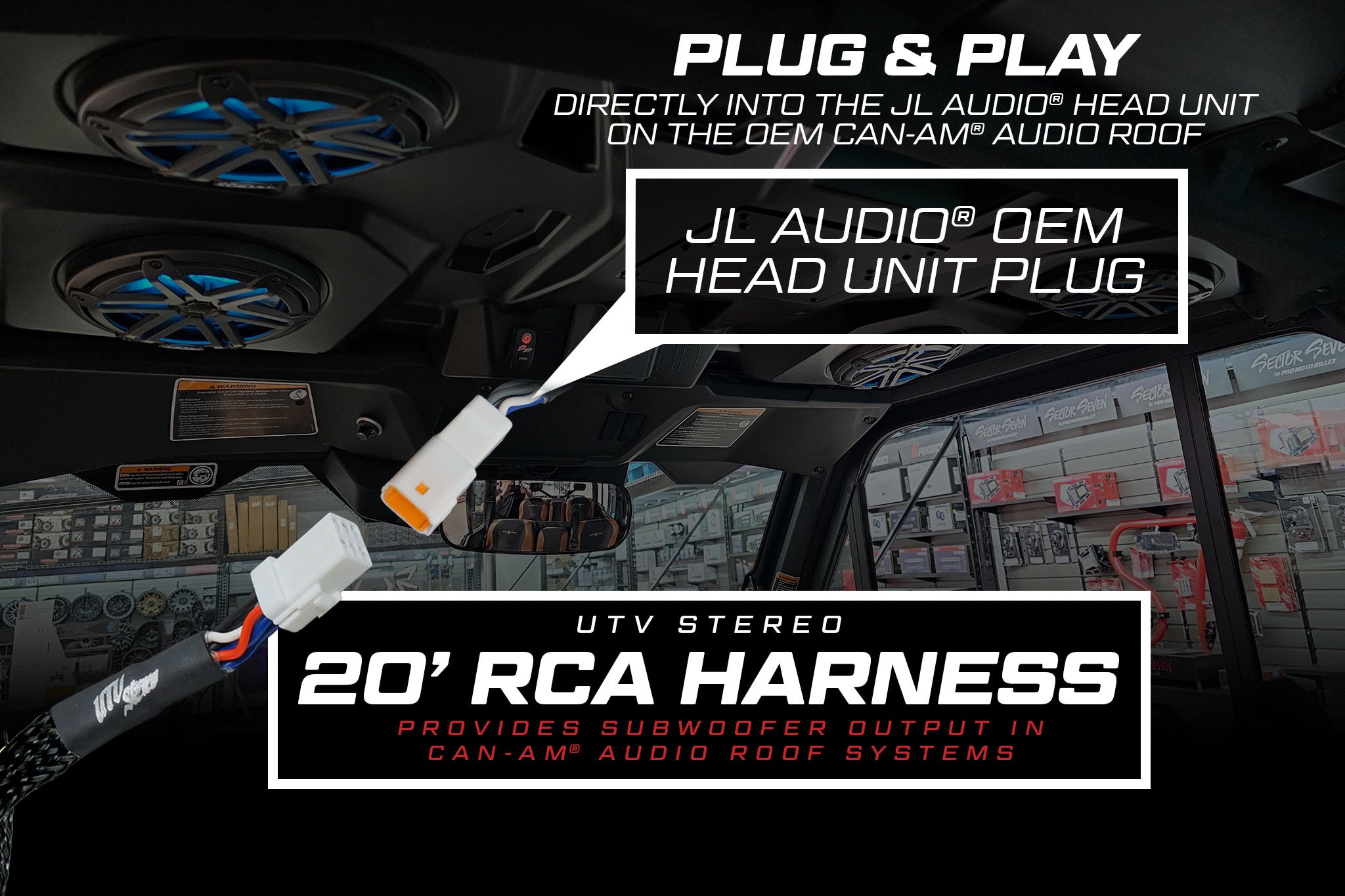 Photo of 20' RCA Harness | UTVS-HRN-RCA-20 by UTV Stereo - Premium Wire Harness for UTVs / Side by Sides